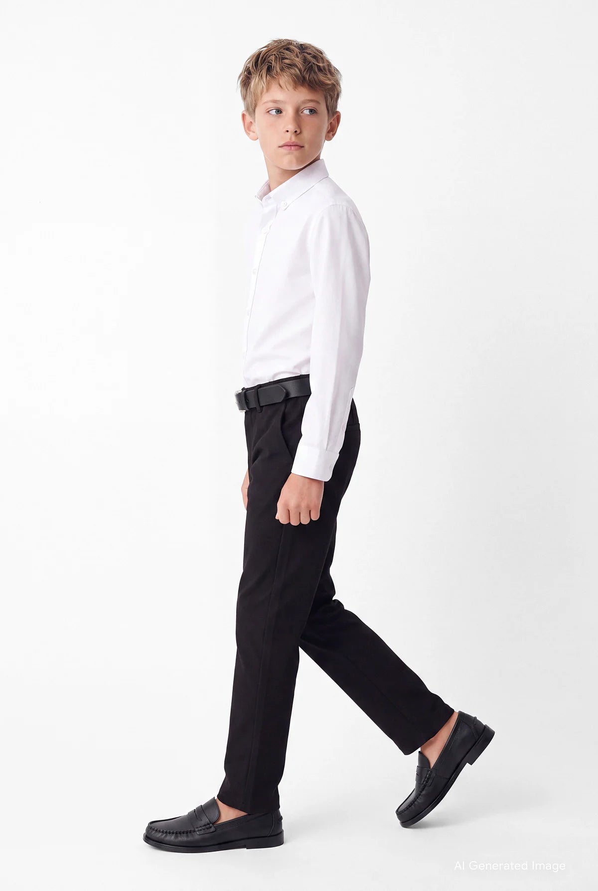 boy's button-down collar long-sleeved t-shirt