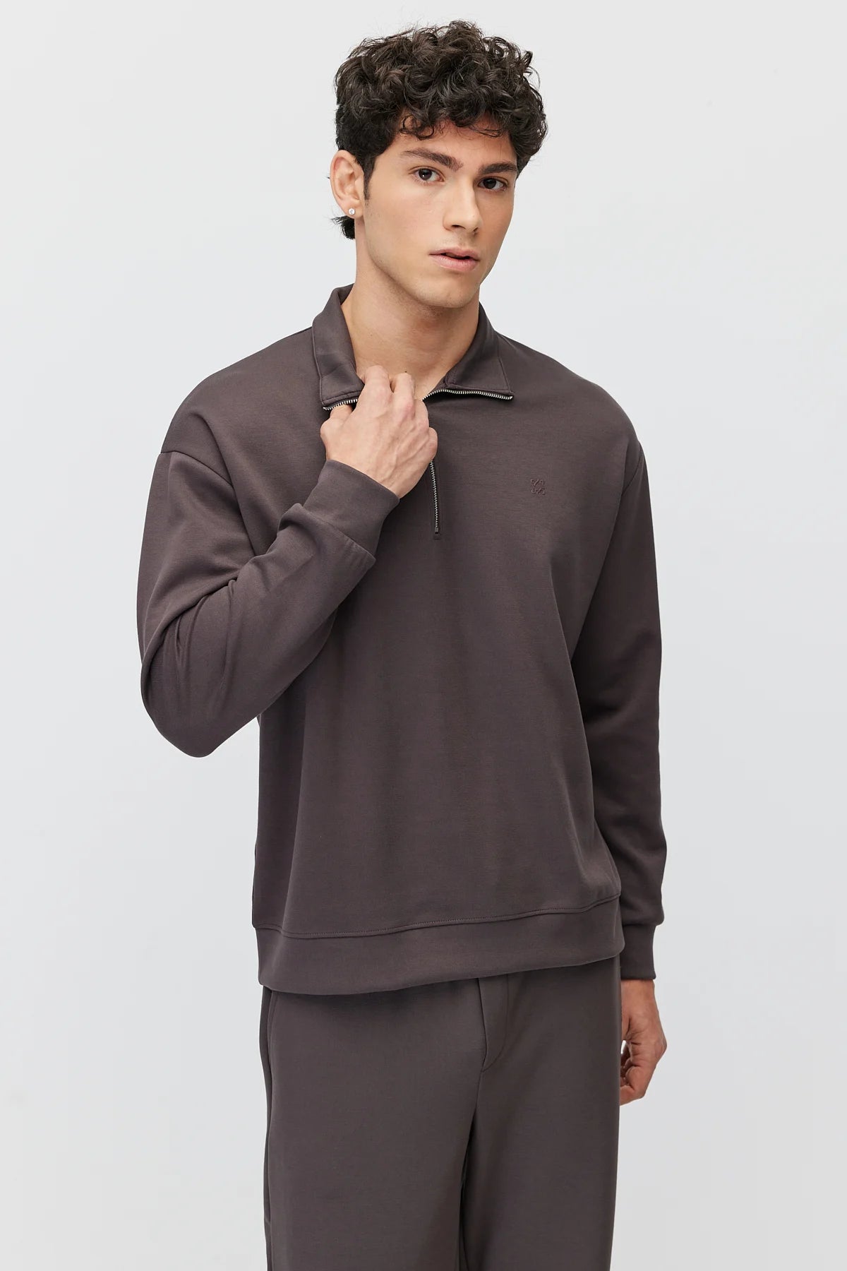Men's Zippered Collar Sweatshirt