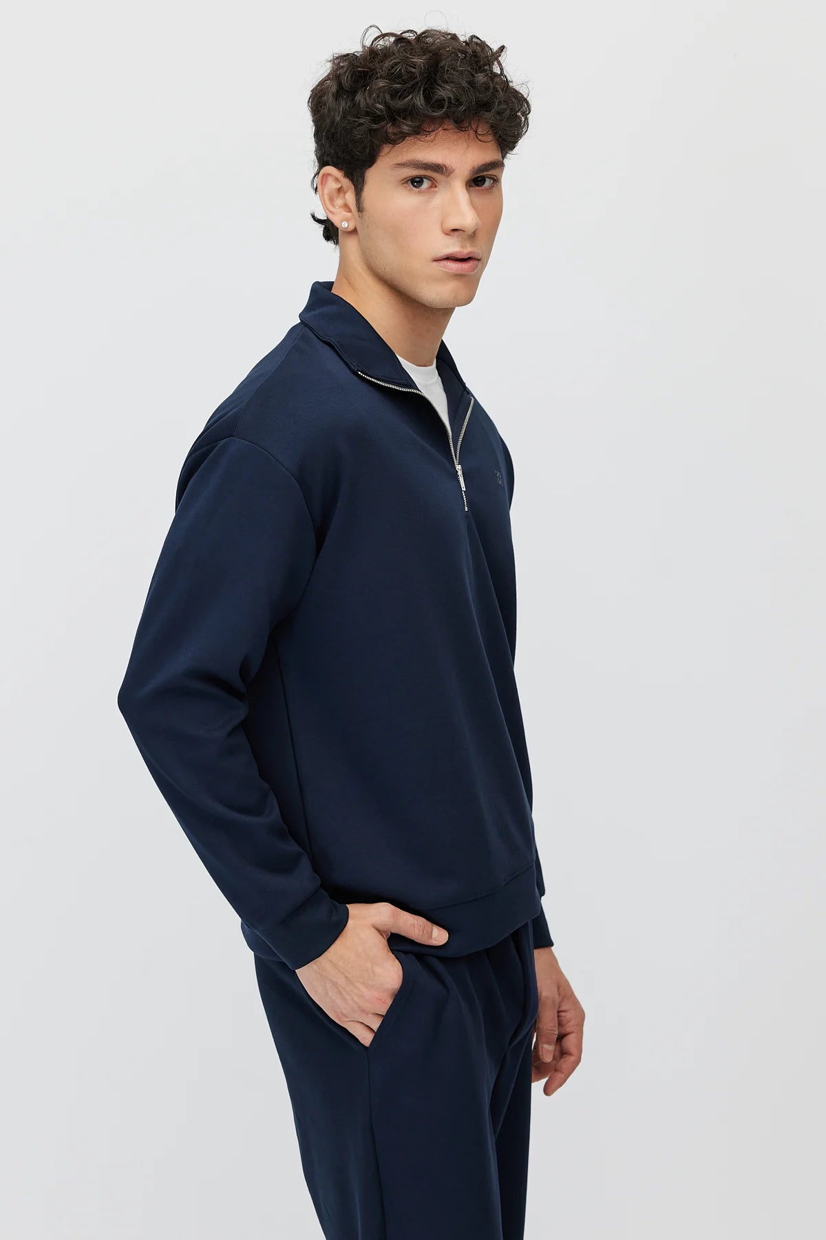 Men's Zippered Collar Sweatshirt