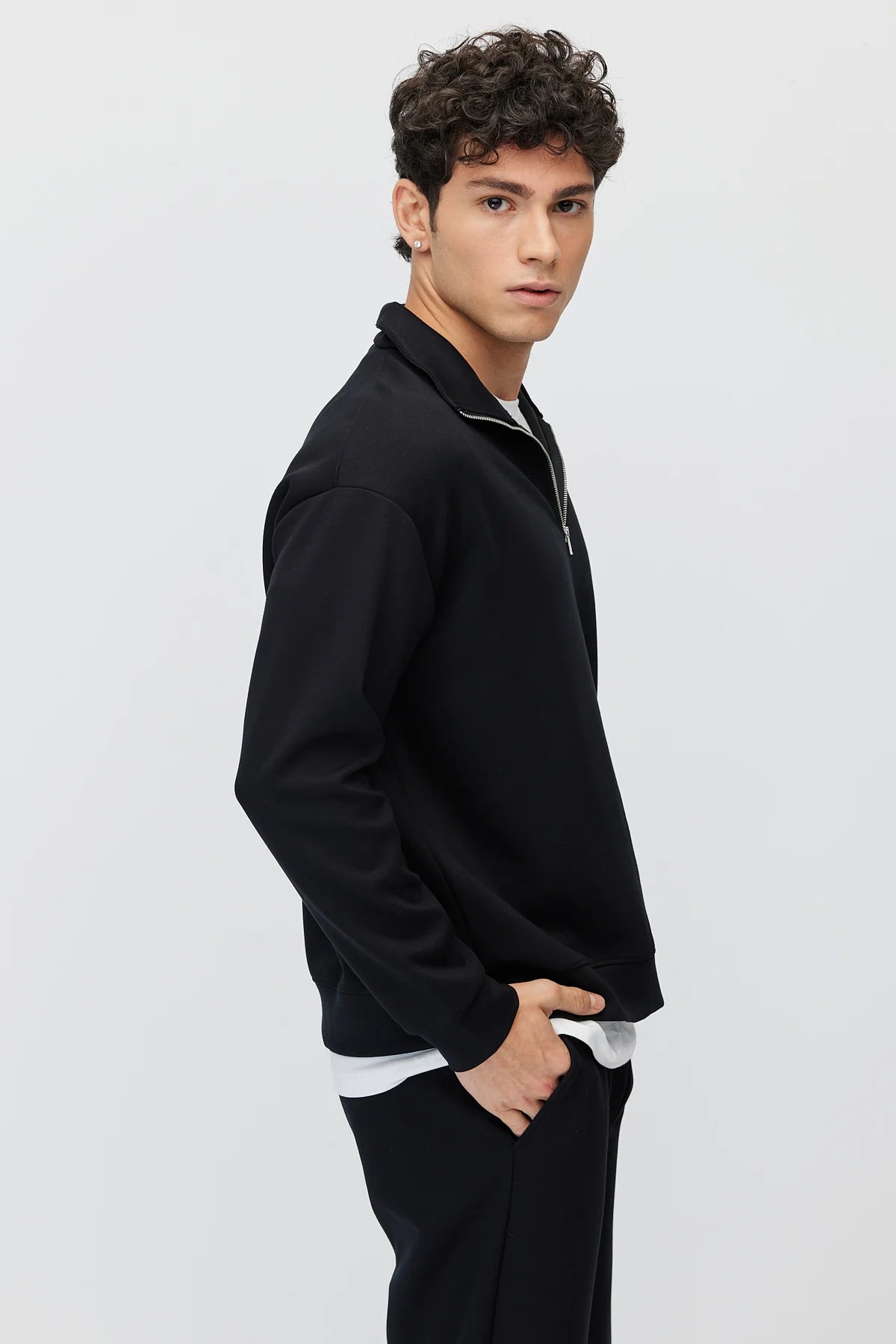 Men's Zippered Collar Sweatshirt