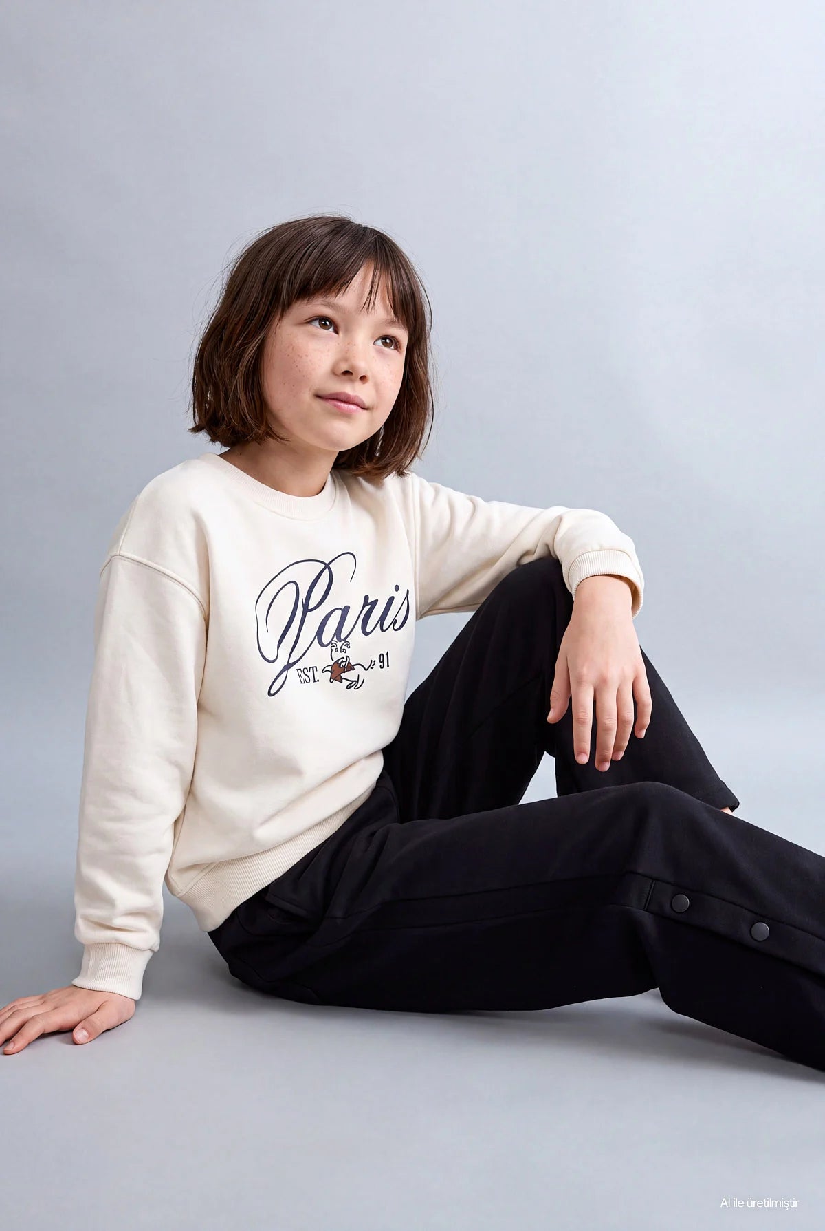 Girls' Printed Crew Neck Sweatshirt