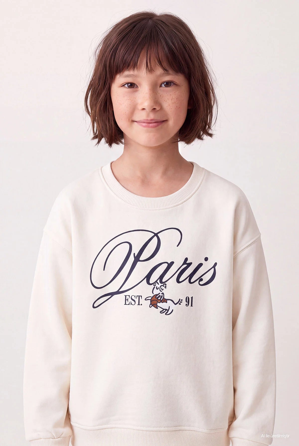 Girls' Printed Crew Neck Sweatshirt