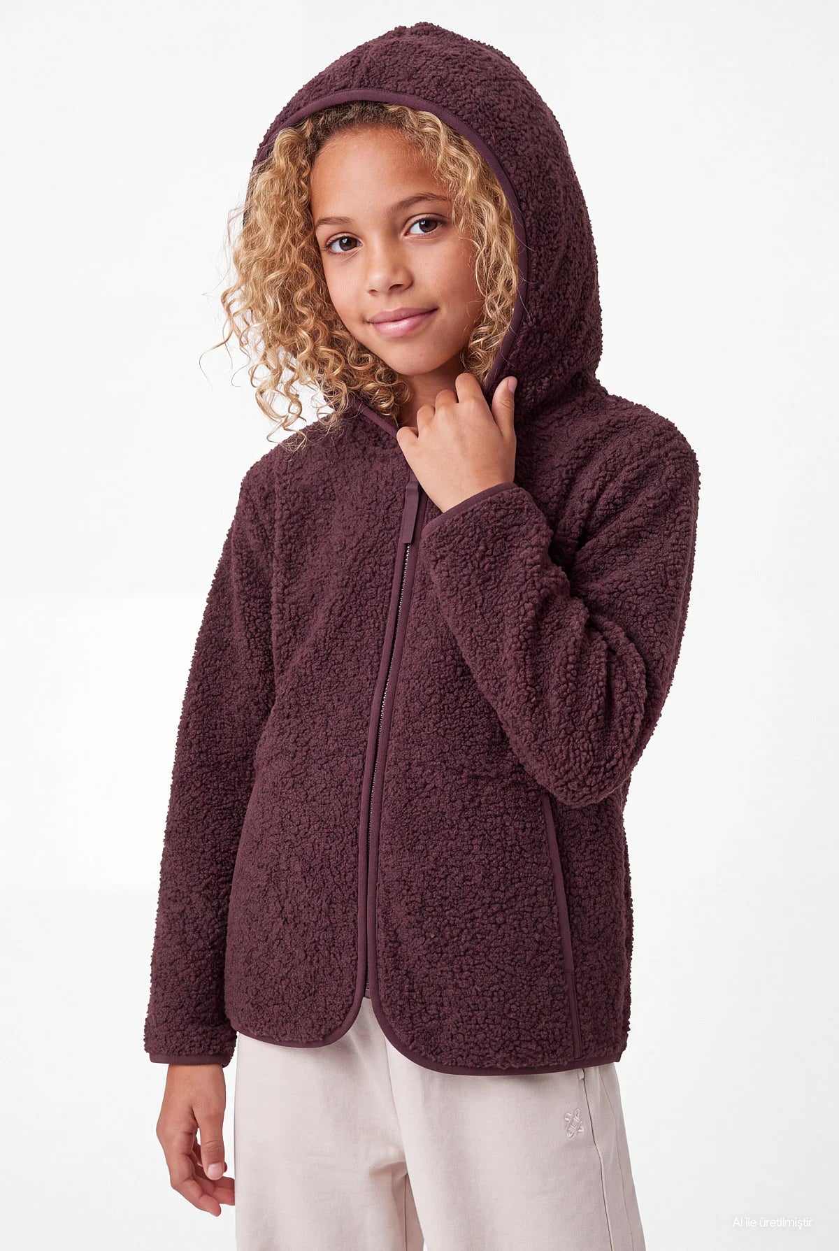 Girls' Hooded Zip-Up Plush Sweatshirt