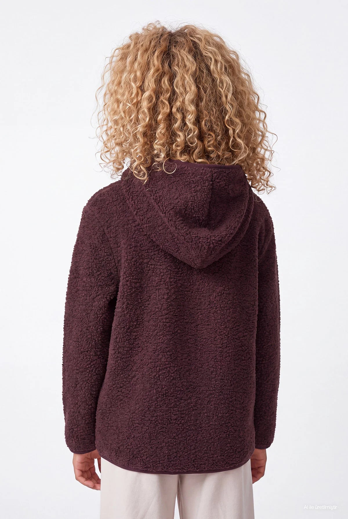 Girls' Hooded Zip-Up Plush Sweatshirt