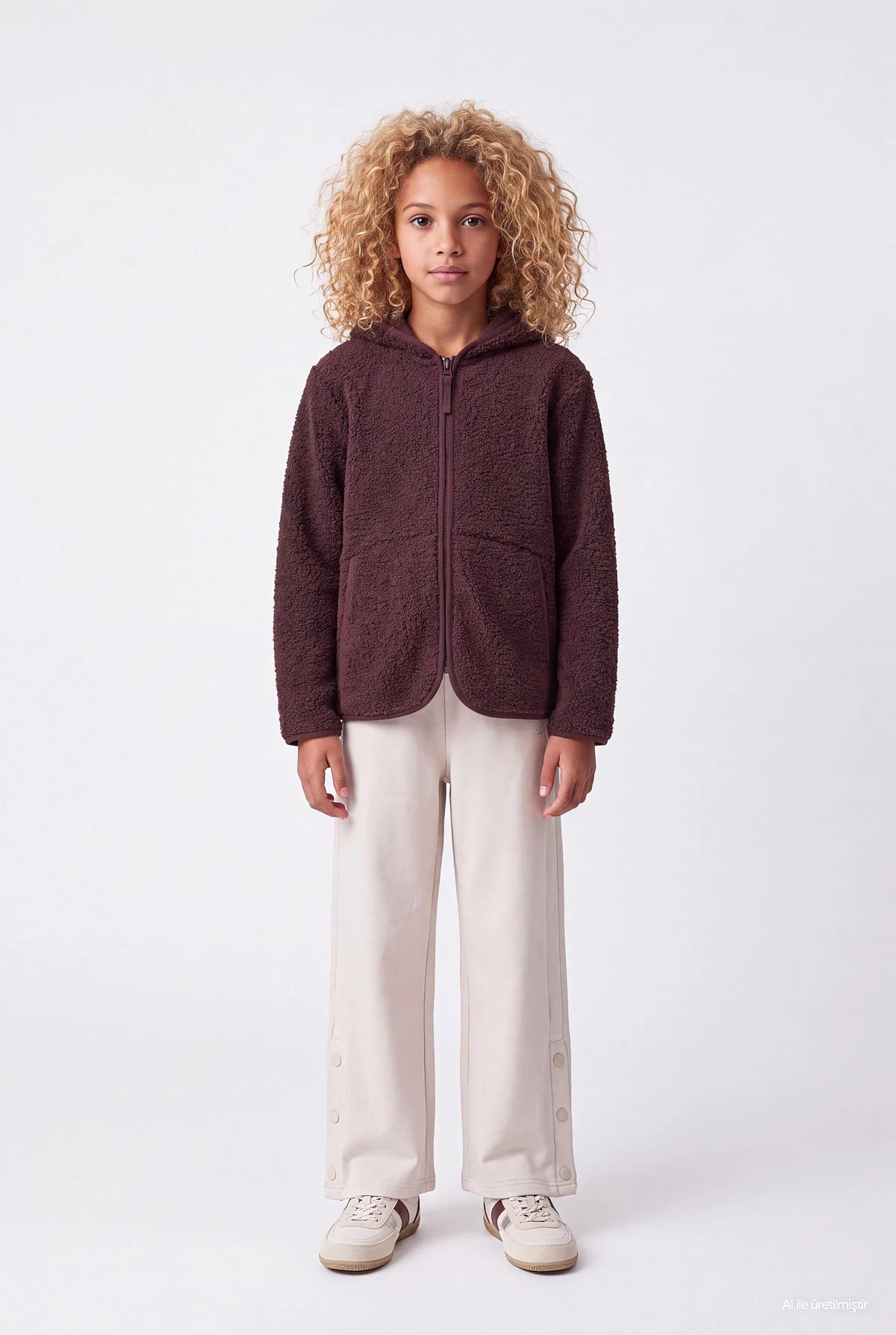 Girls' Hooded Zip-Up Plush Sweatshirt