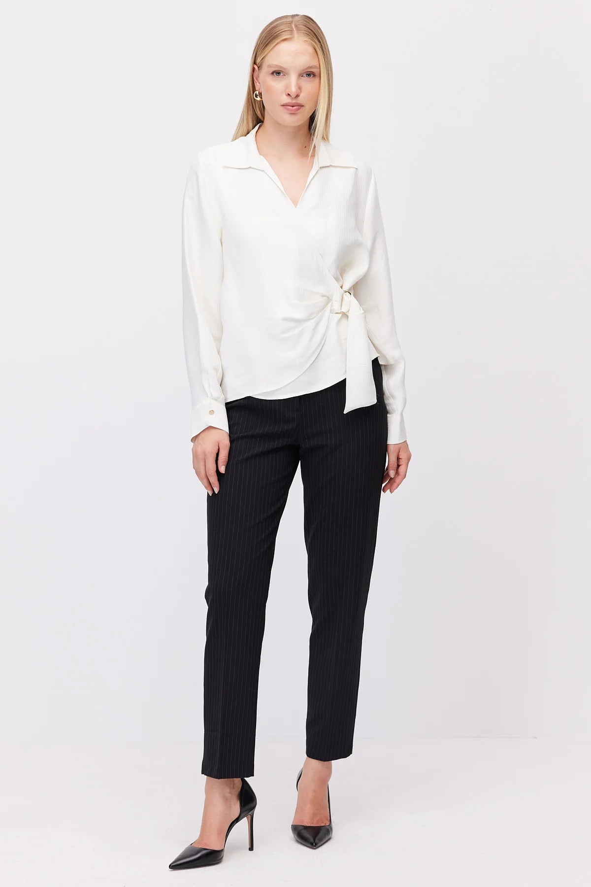 Women's Striped Classic Fabric Trousers