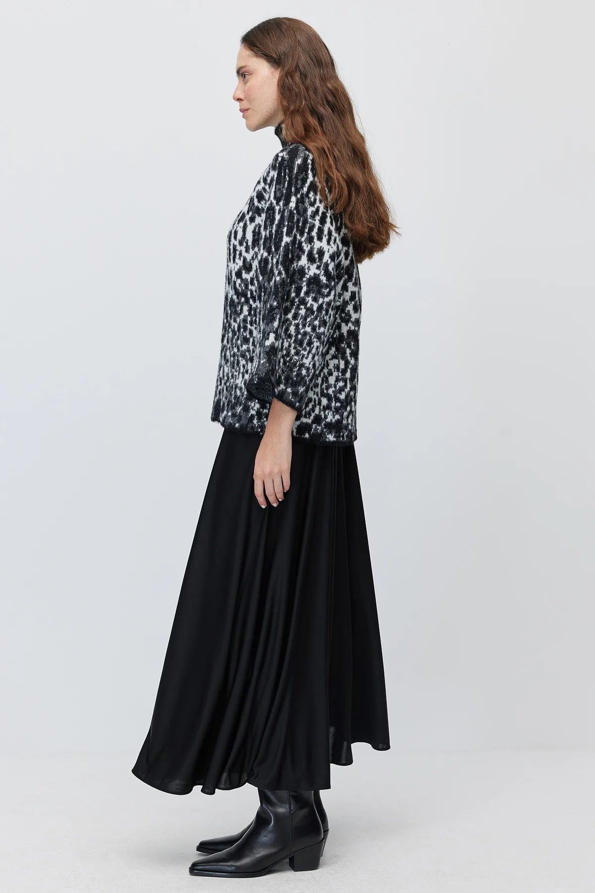 Women's High Waist A-Line Long Skirt