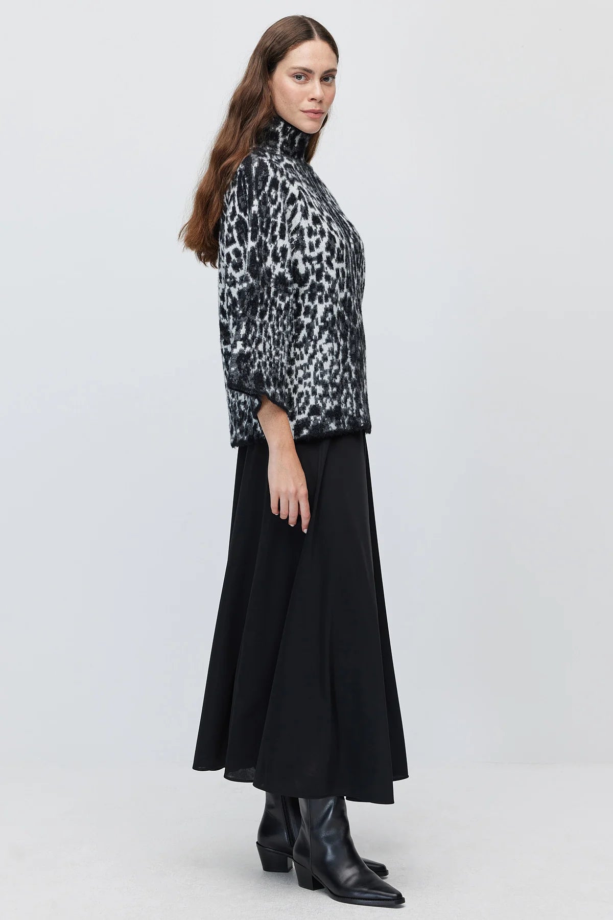 Women's High Waist A-Line Long Skirt