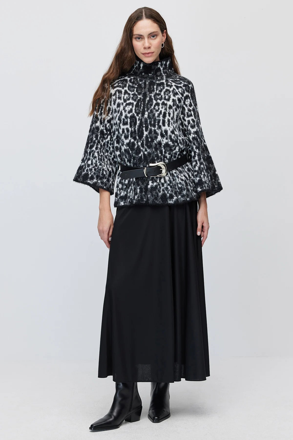 Women's High Waist A-Line Long Skirt