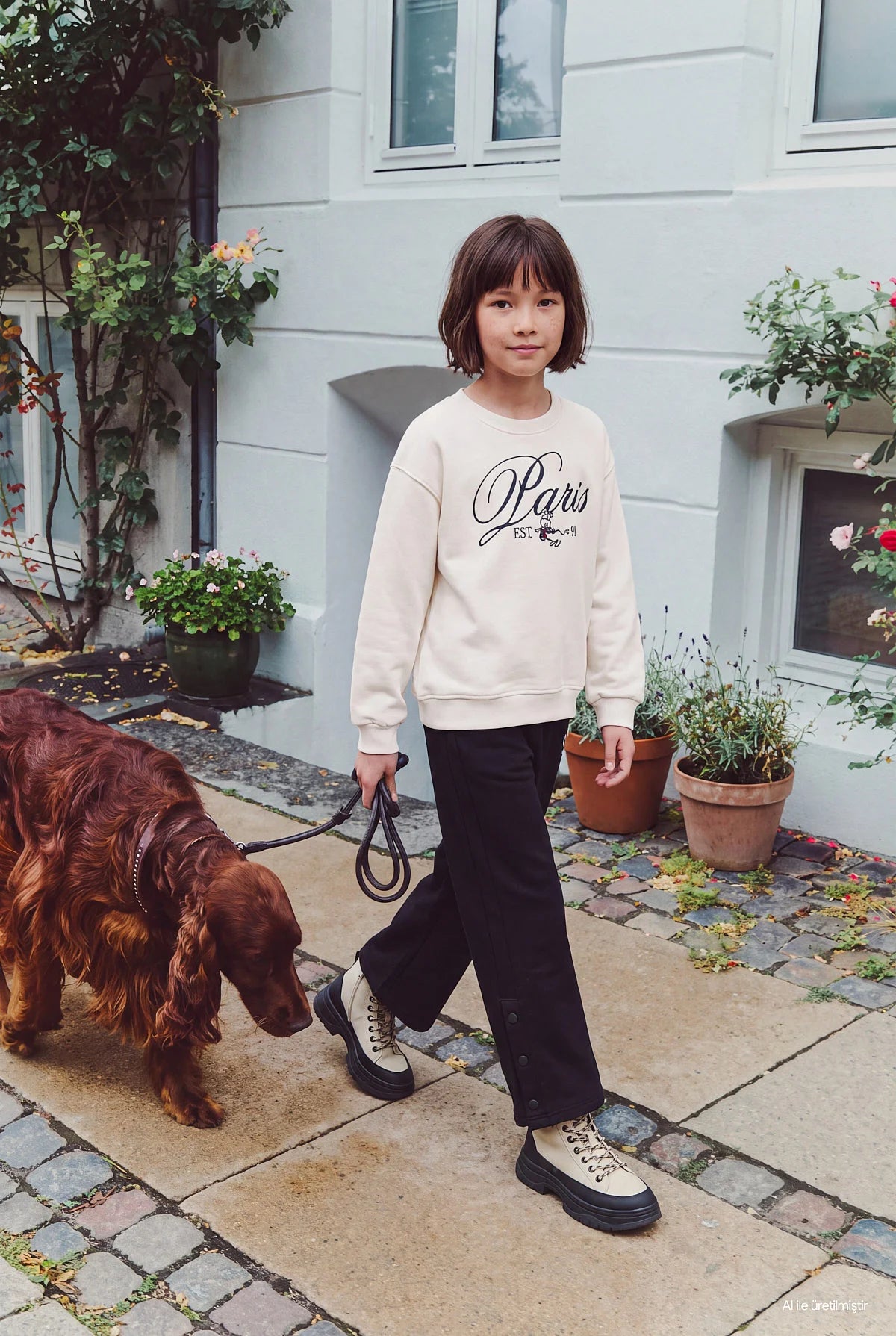 Girls' Sweatpants with Snap Button Detail at the Hem