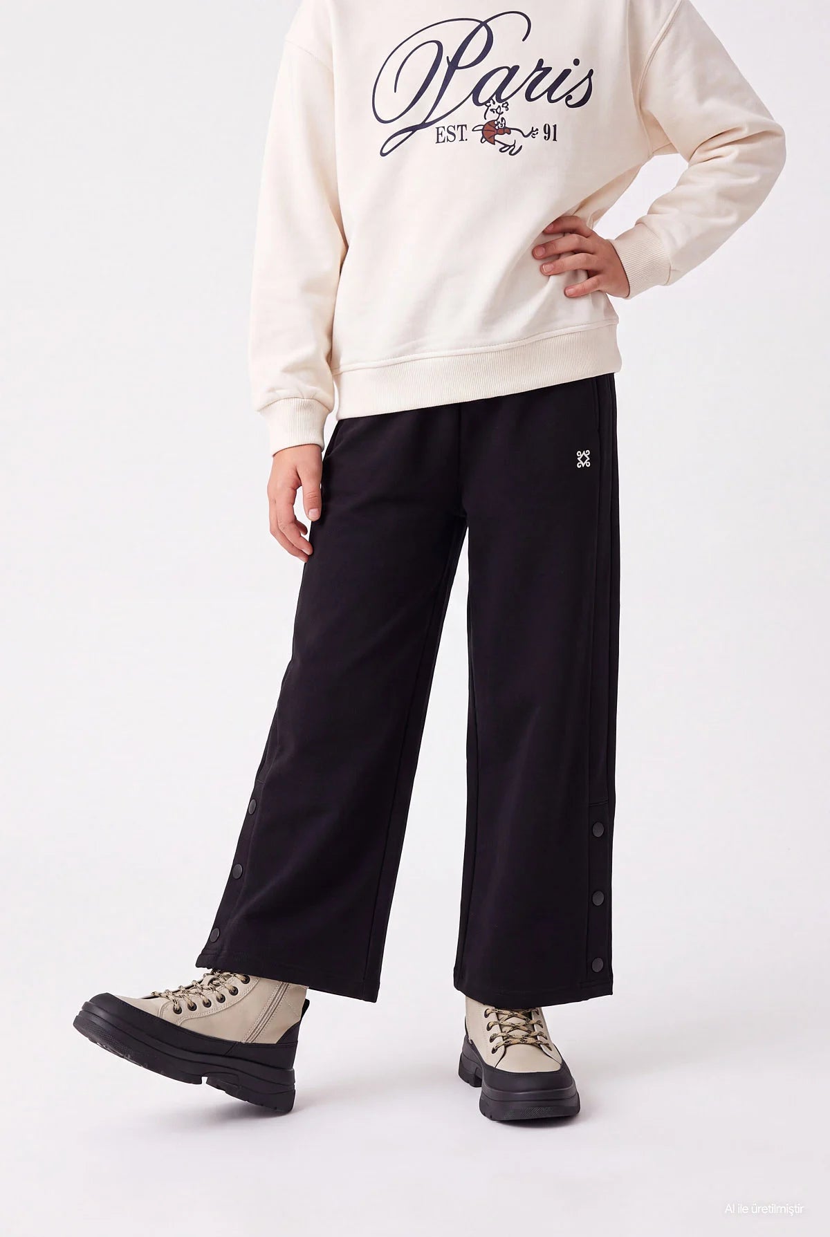 Girls' Sweatpants with Snap Button Detail at the Hem