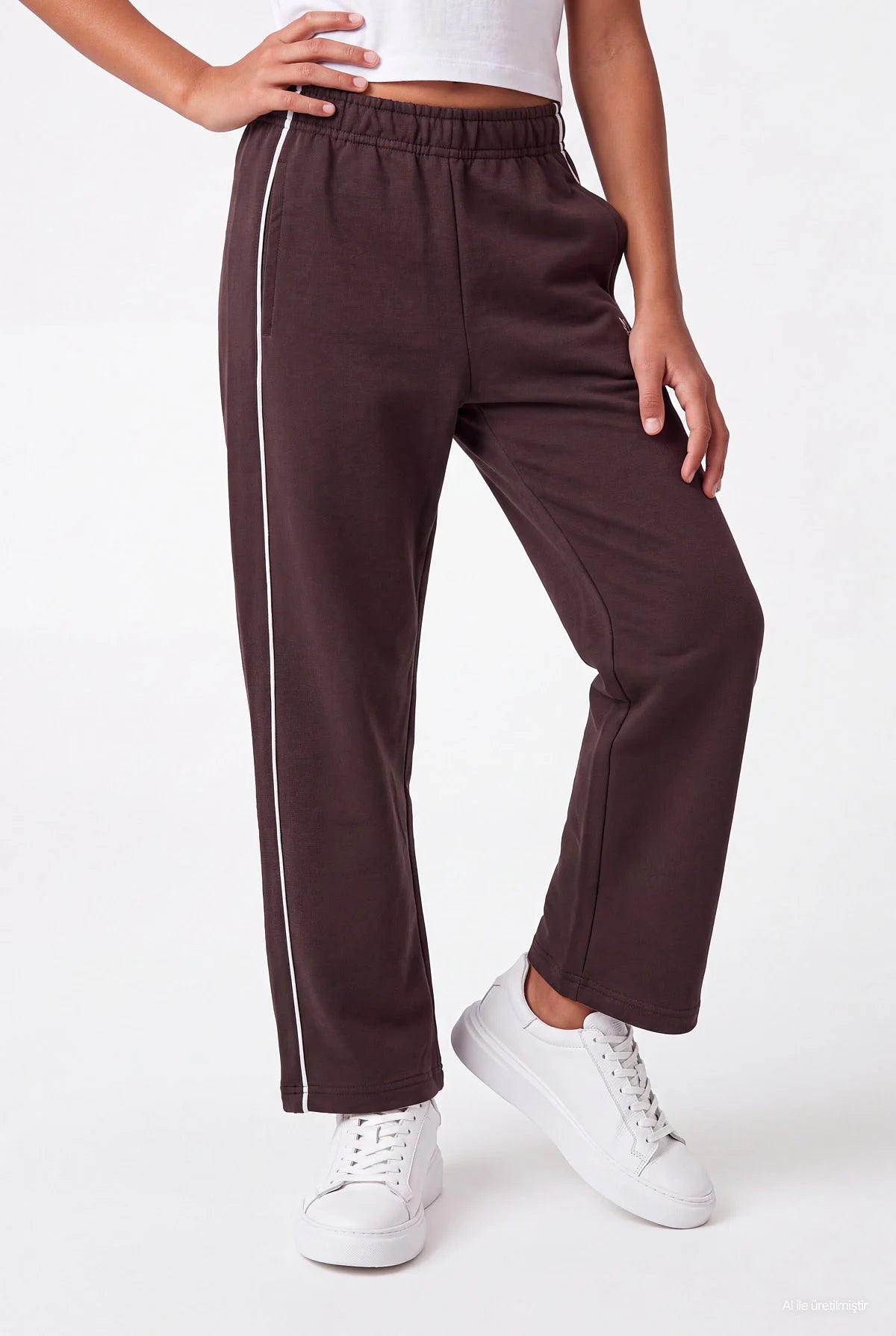 Girls' Wide Leg Sweatpants with Piped Trim