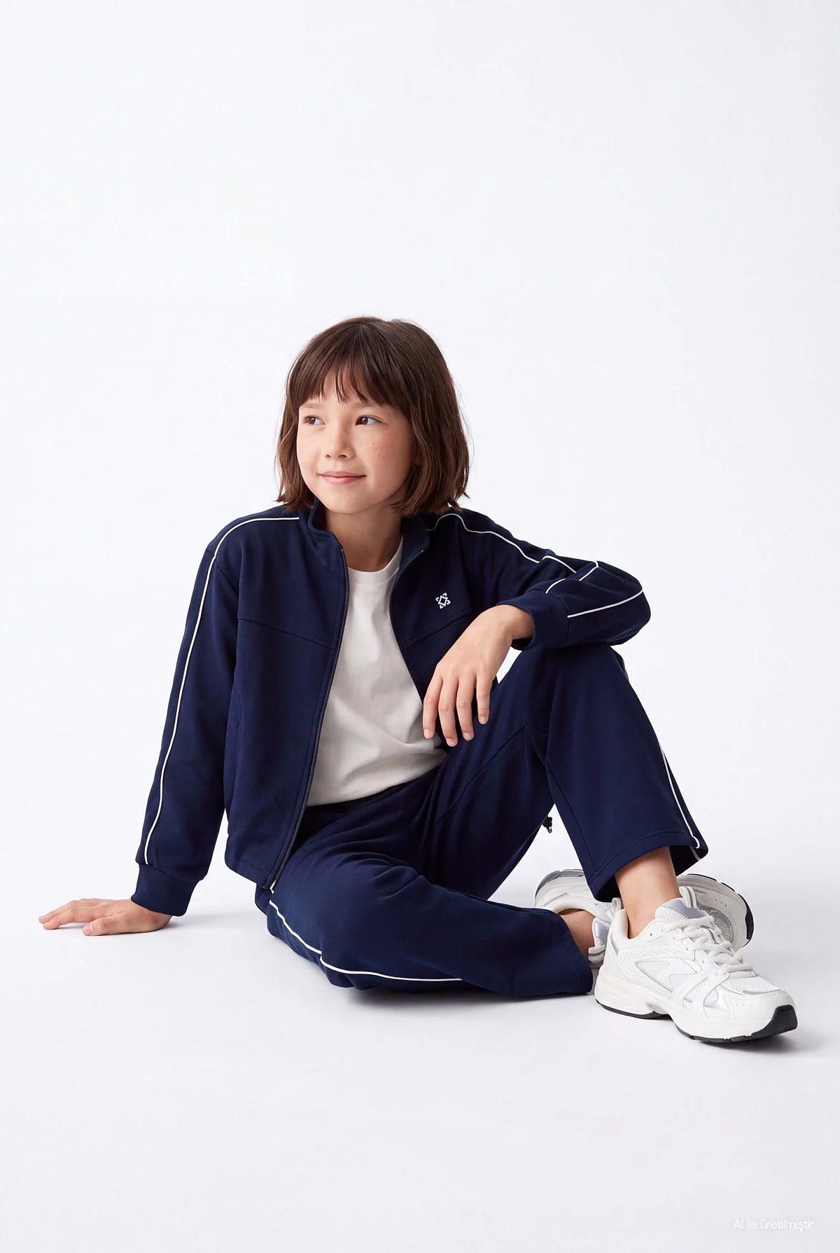 Girls' Wide Leg Sweatpants with Piped Trim
