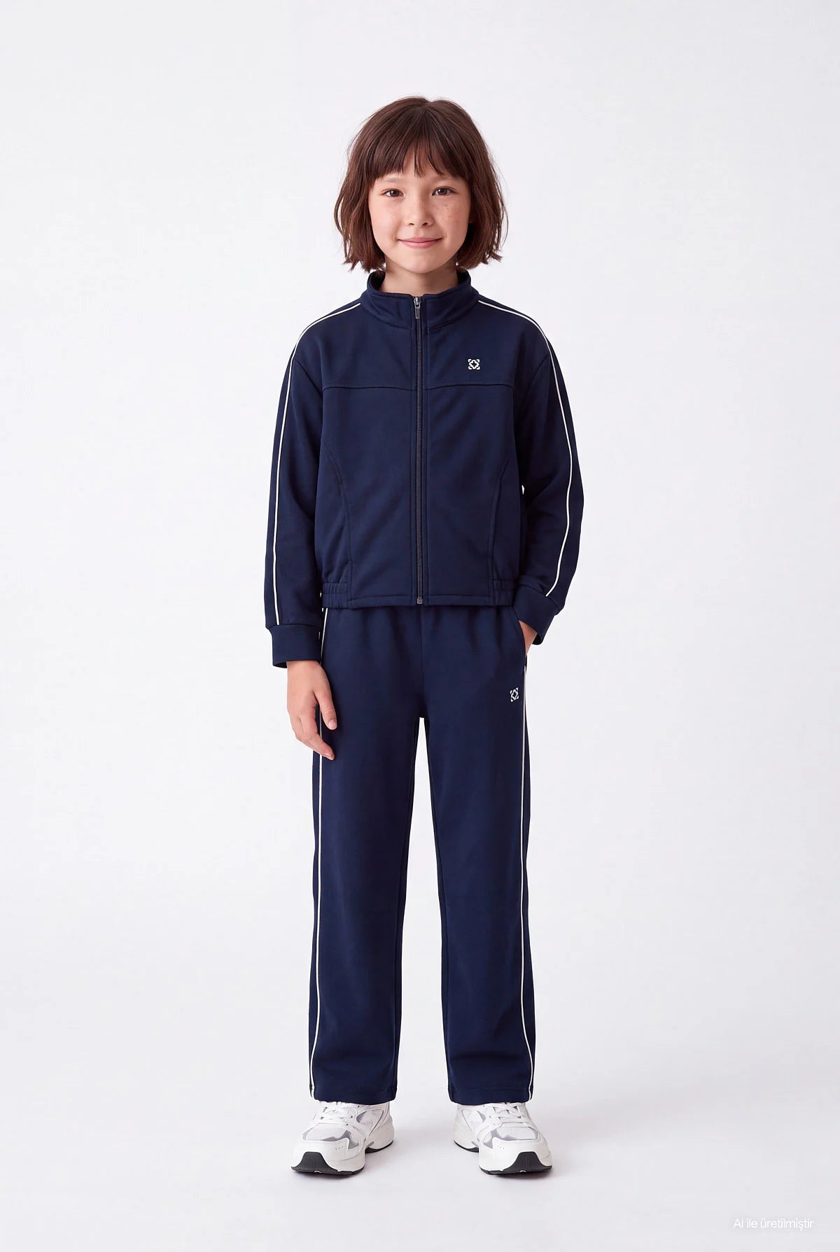 Girls' Wide Leg Sweatpants with Piped Trim