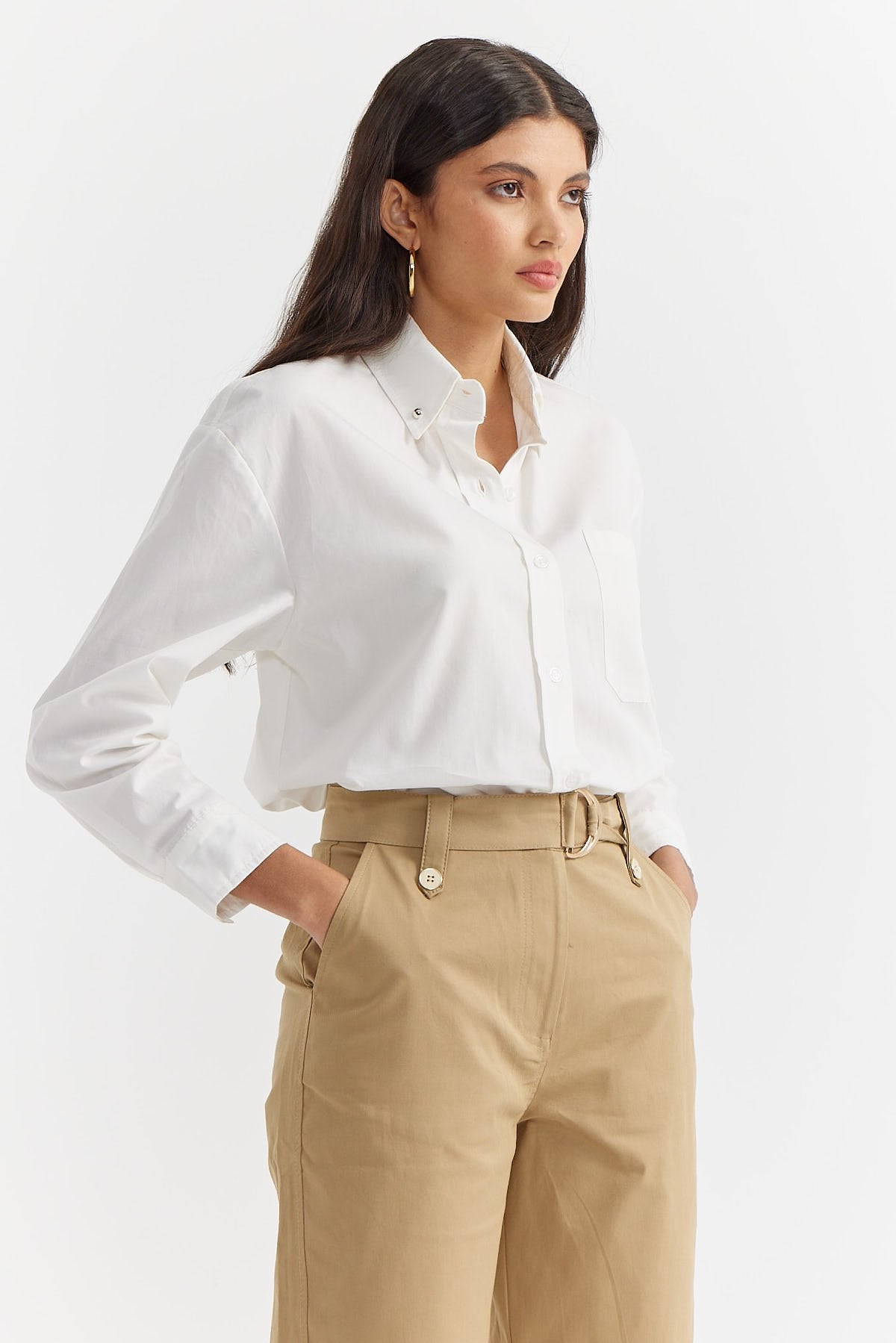 Women's Pocket Detailed Cotton Shirt