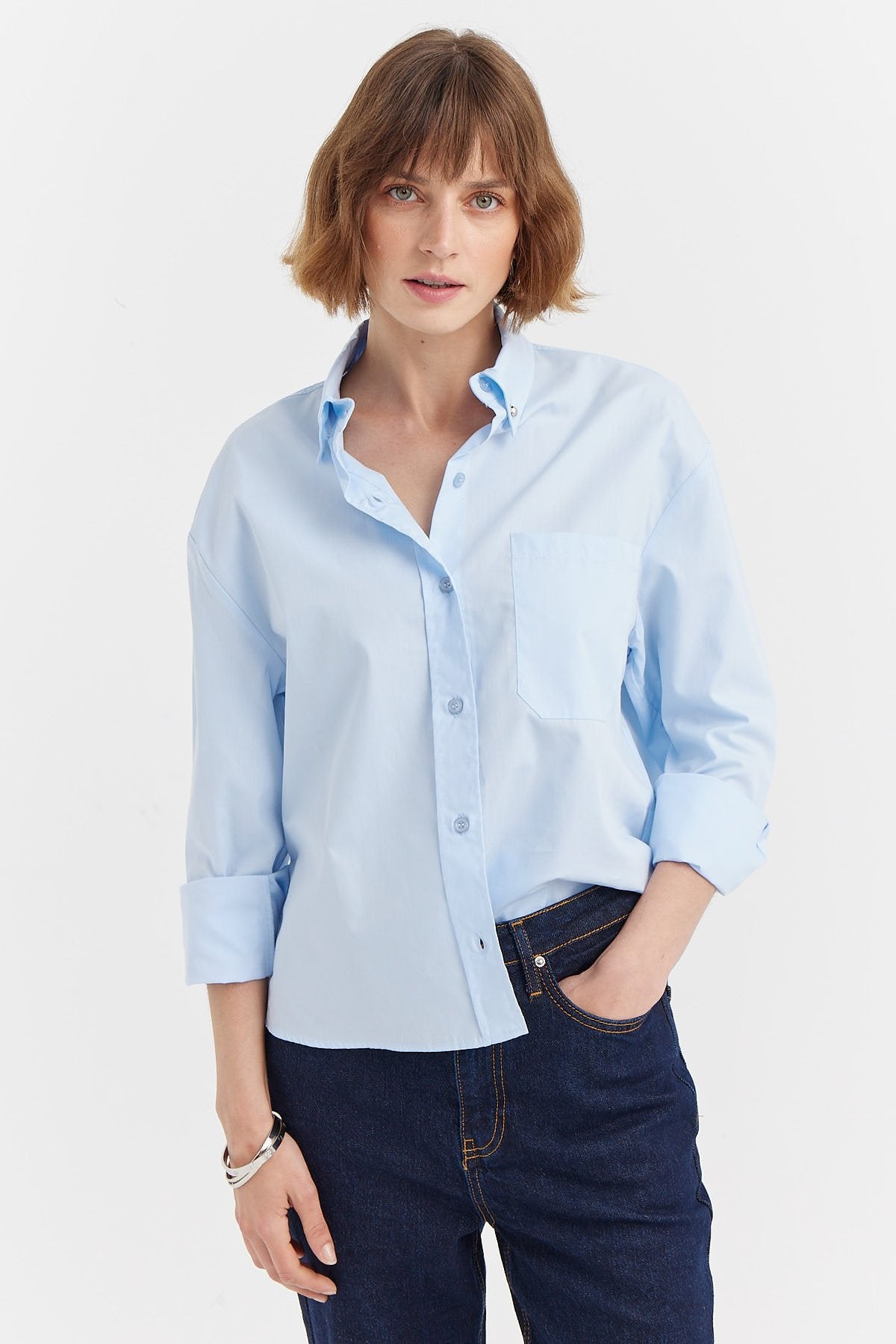 Women's Pocket Detailed Cotton Shirt