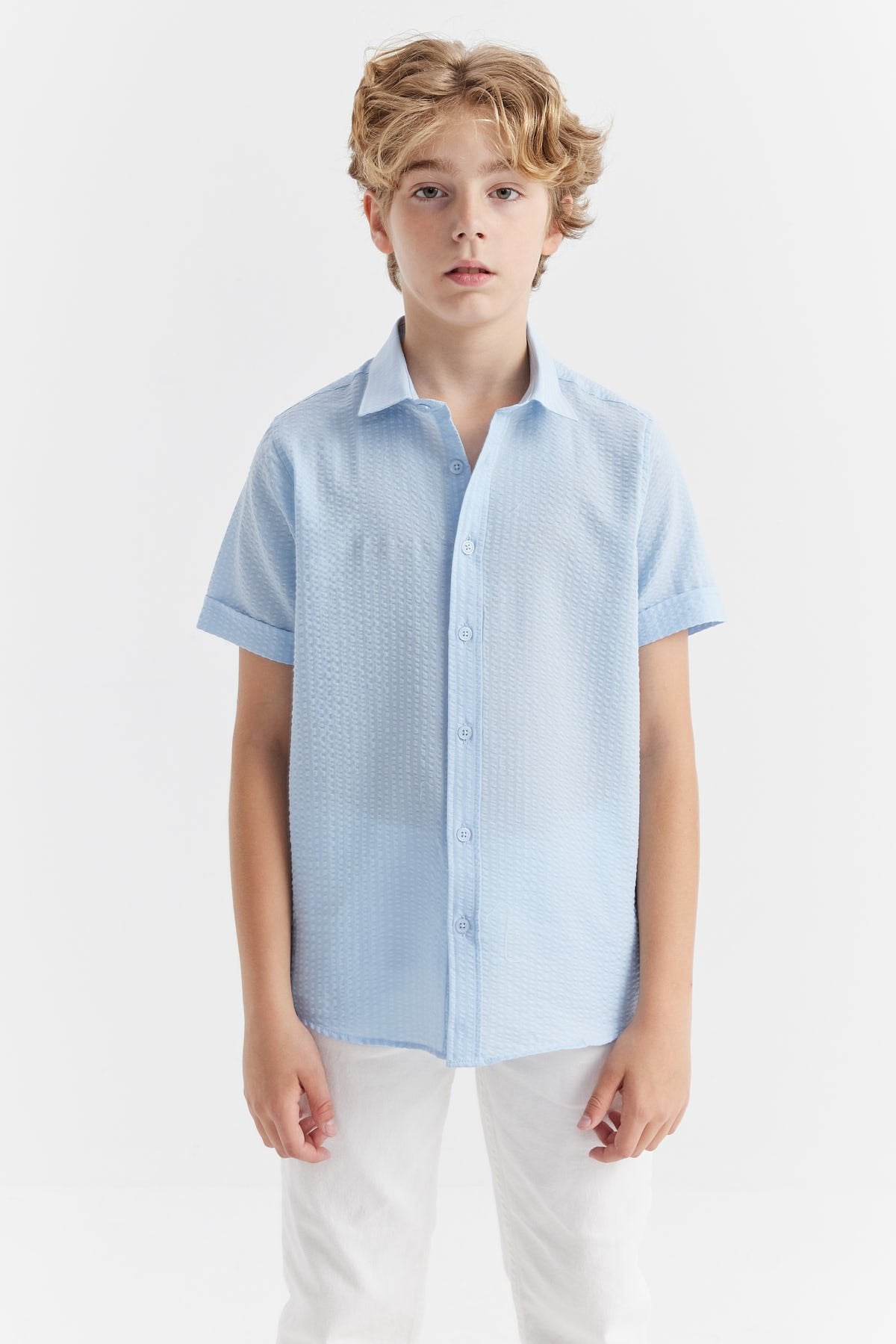 Boy's Textured Short Sleeve Shirt