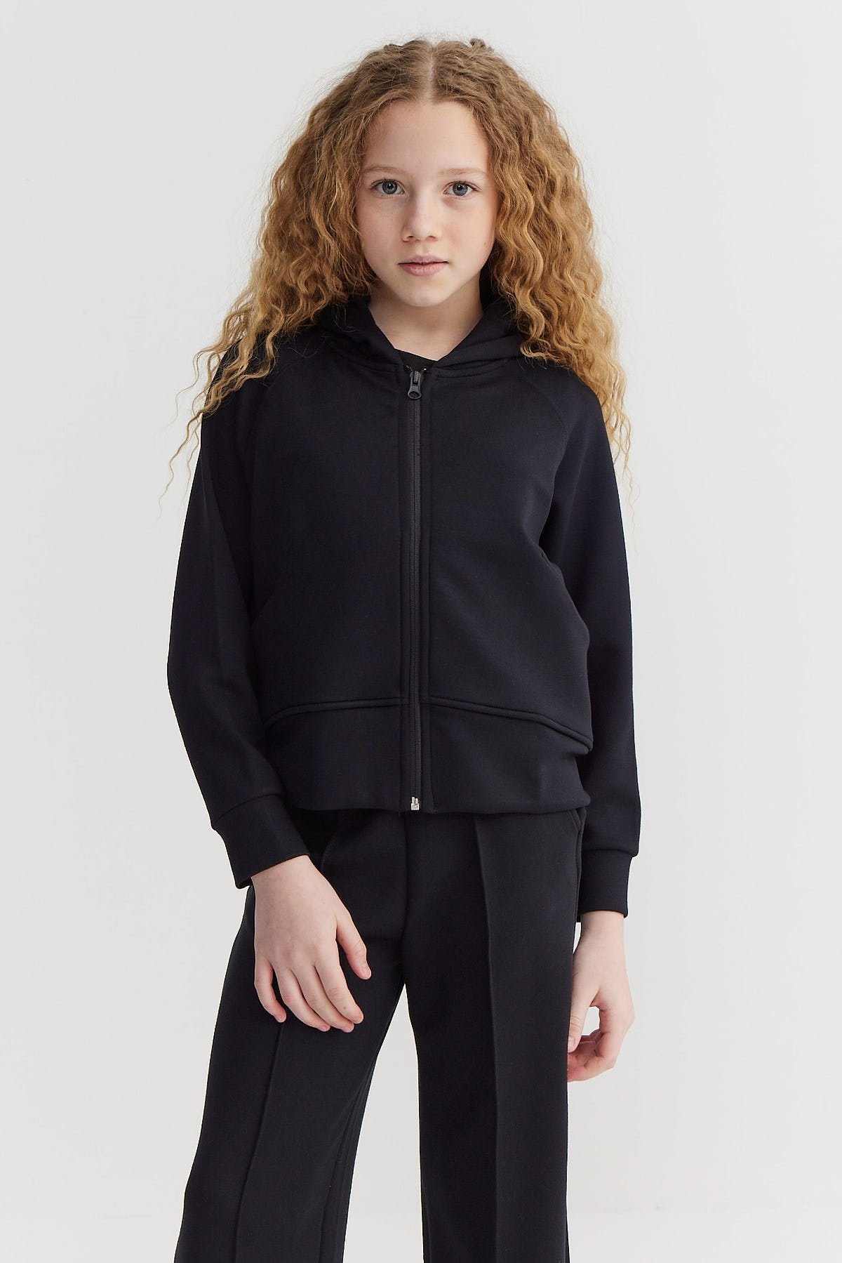 Girl's Hooded Soft Texture Sweat Top