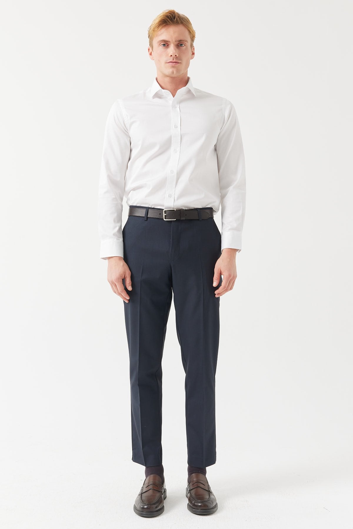 Classic Slim Fit Fabric Trousers