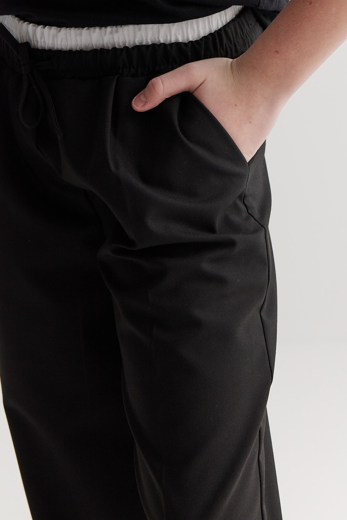 Girl's Double Waist Detailed Tie-Waist Trousers