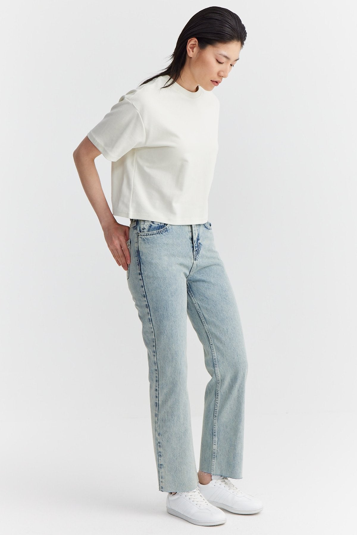 Women's High Waist Cut-Leg Jeans