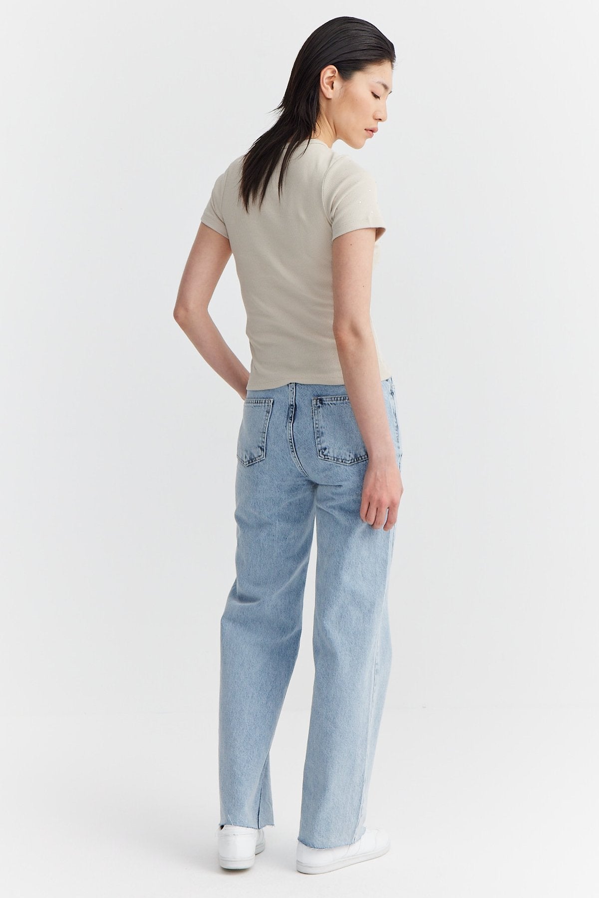 Women's High Waist Cut-Leg Jeans