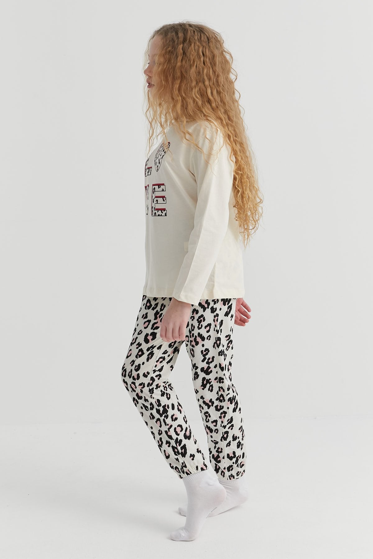 Girls Leopard Patterned Pajama Set