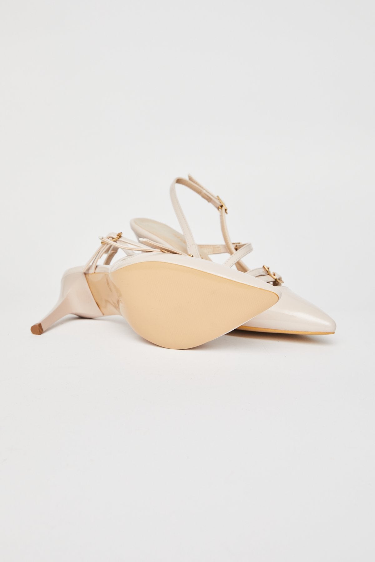Tokalı Çizgili Yüksek Topuklu Ayakkabılar