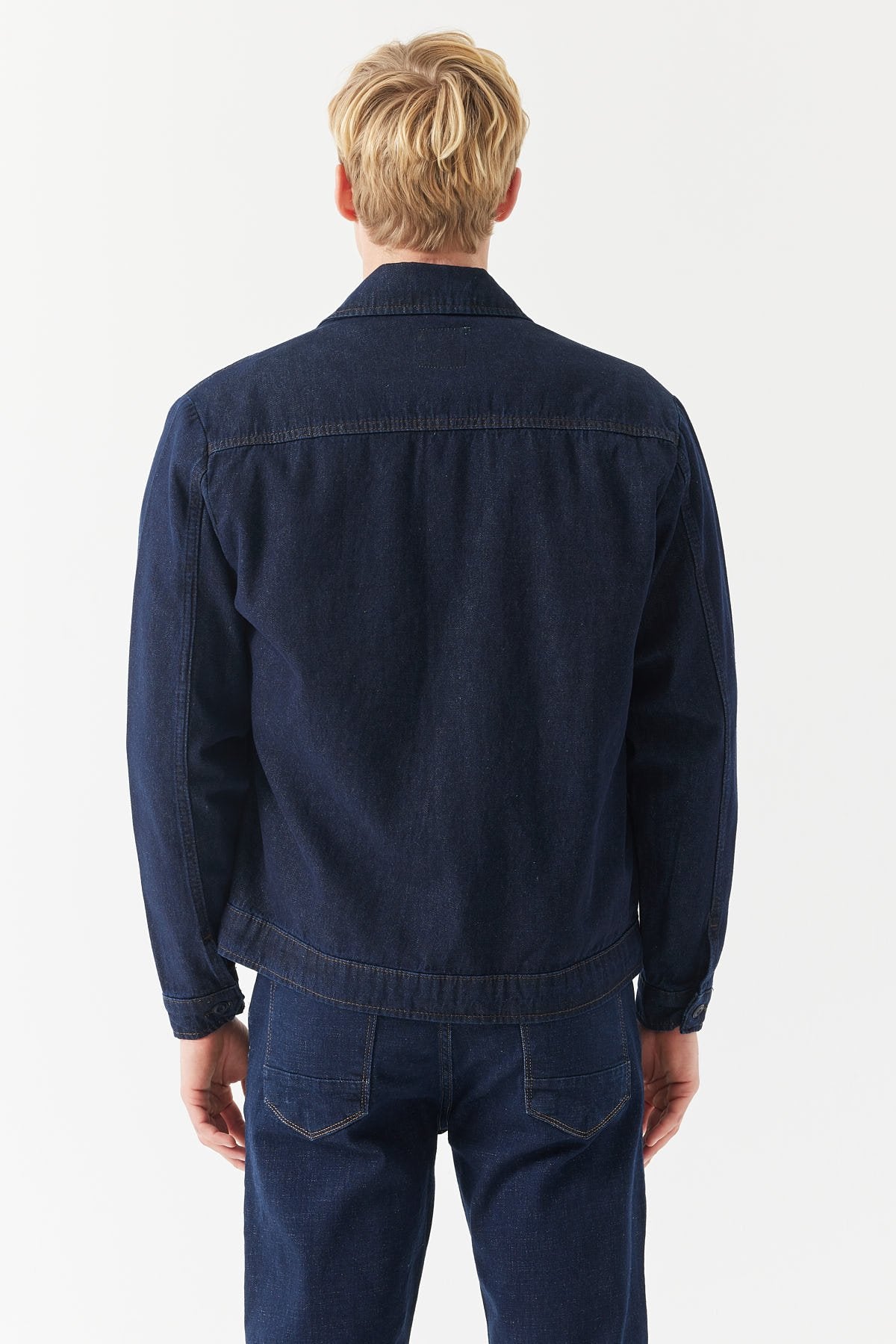 Men's Denim Jacket with Pocket and Flap Pocket