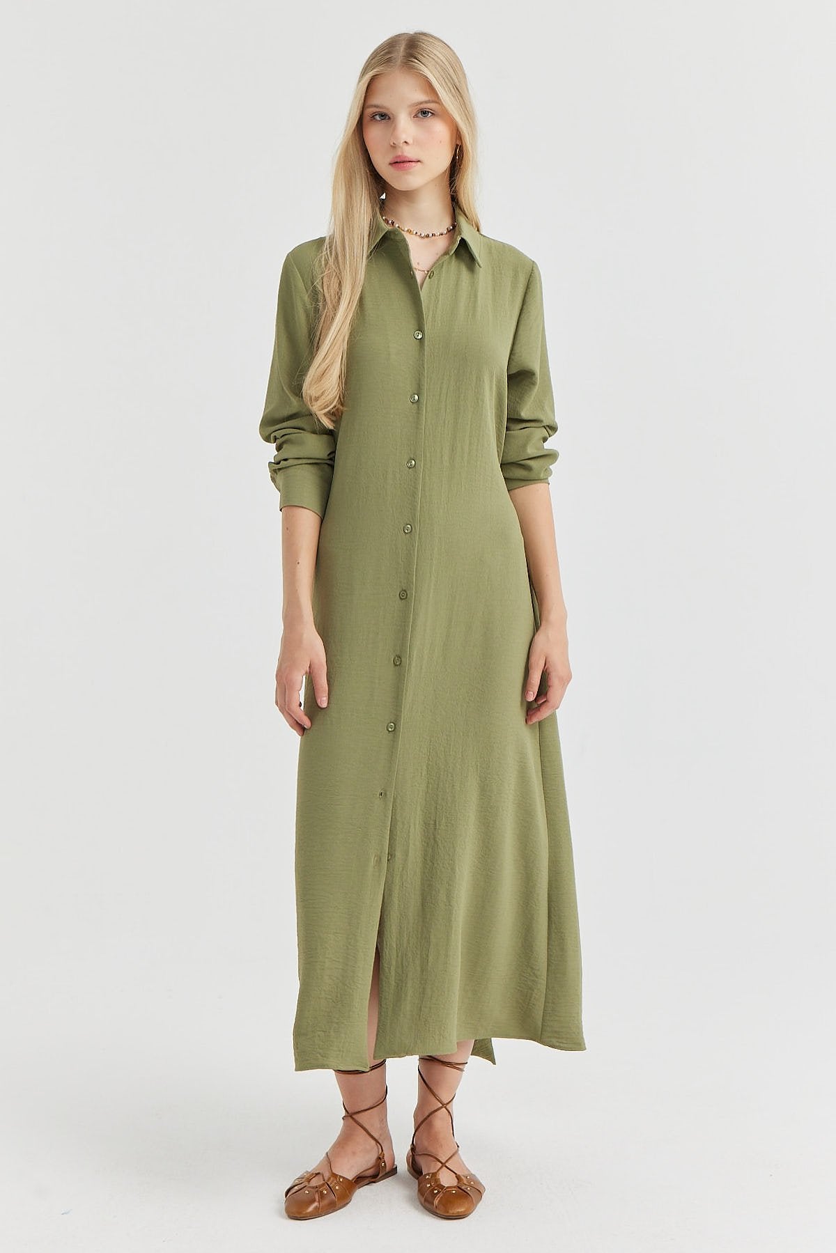 Women's Belted Button-Down Dress