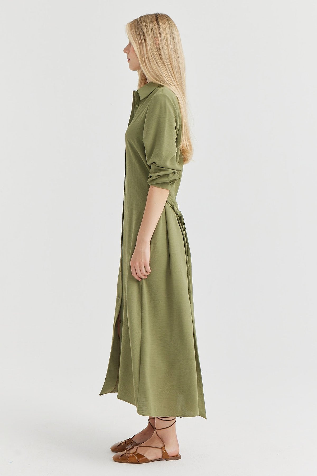 Women's Belted Button-Down Dress
