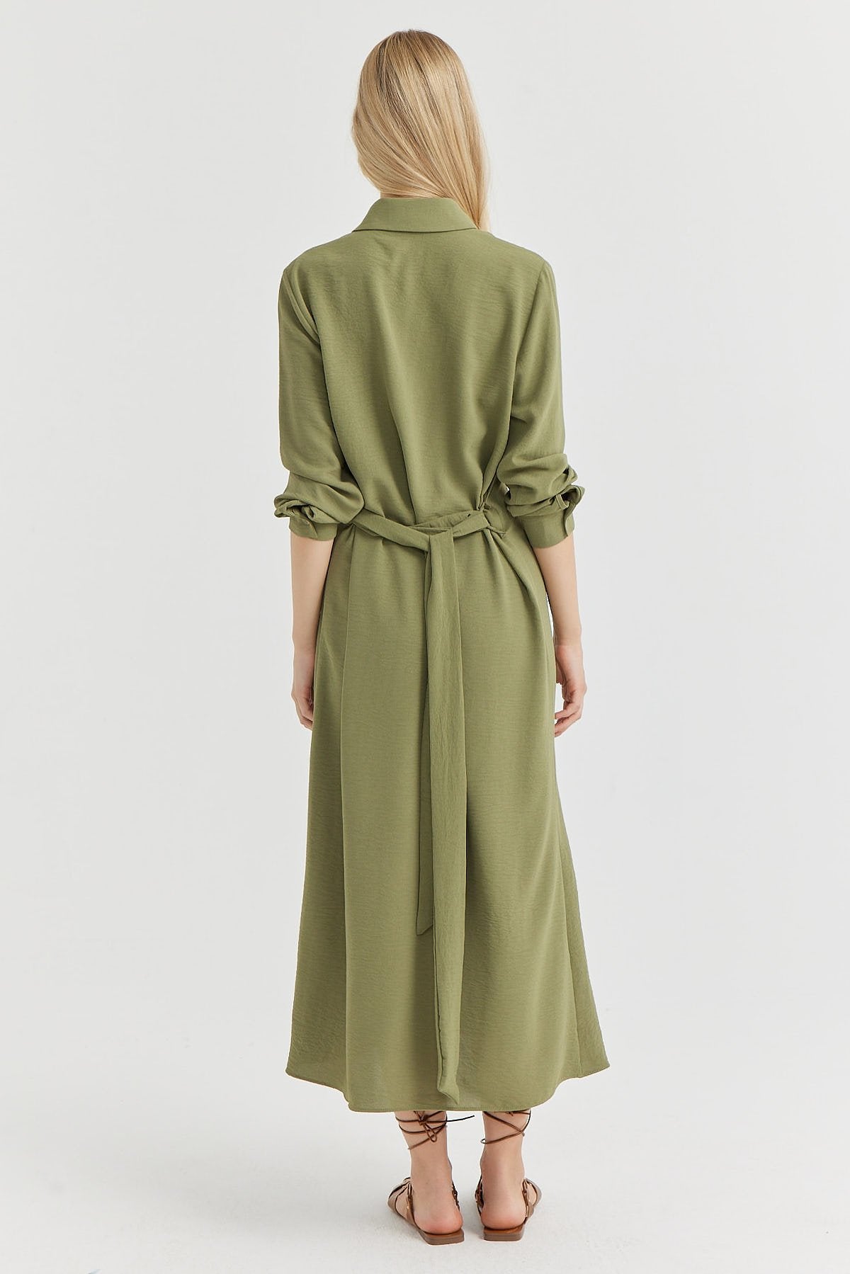 Women's Belted Button-Down Dress