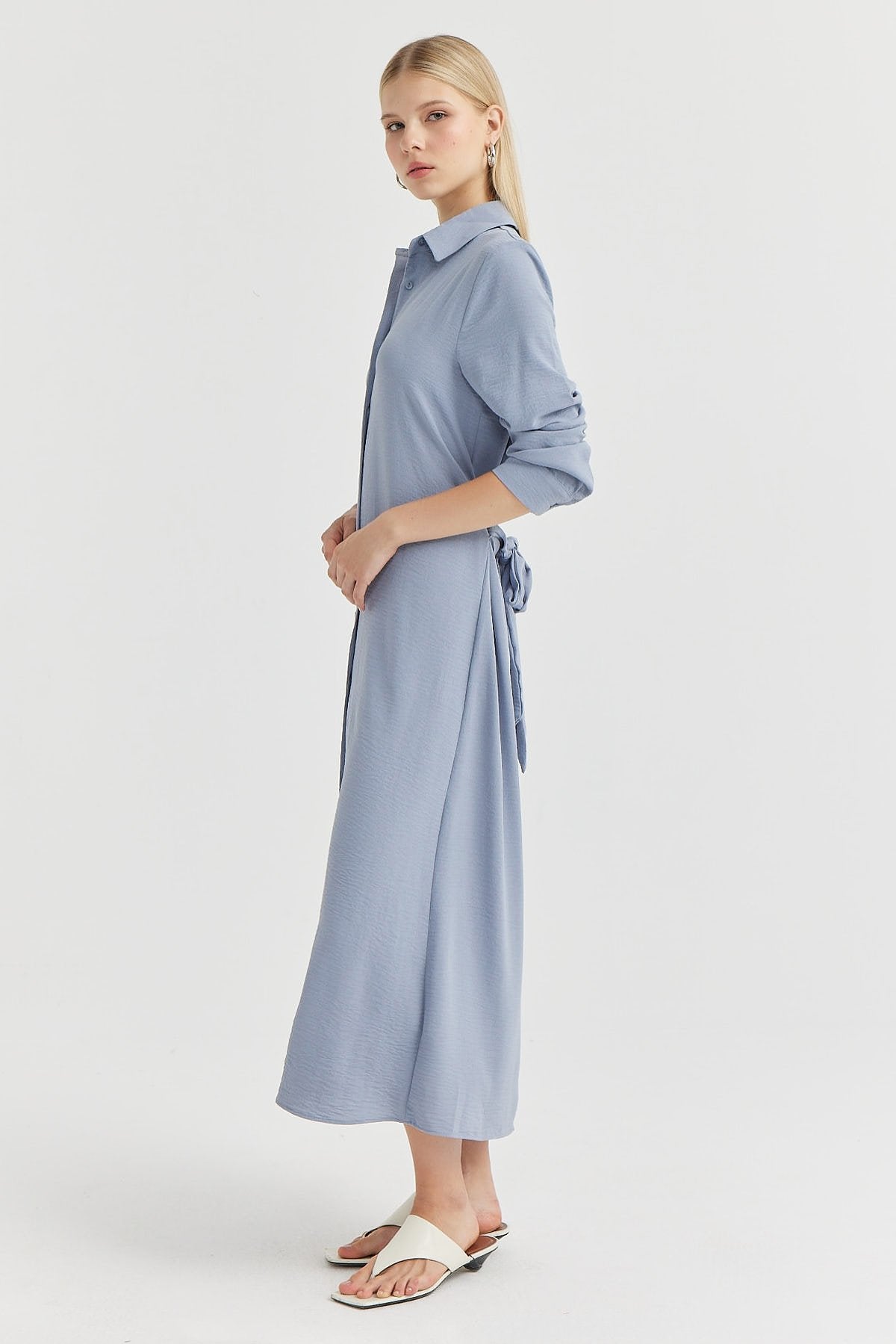 Women's Belted Button-Down Dress