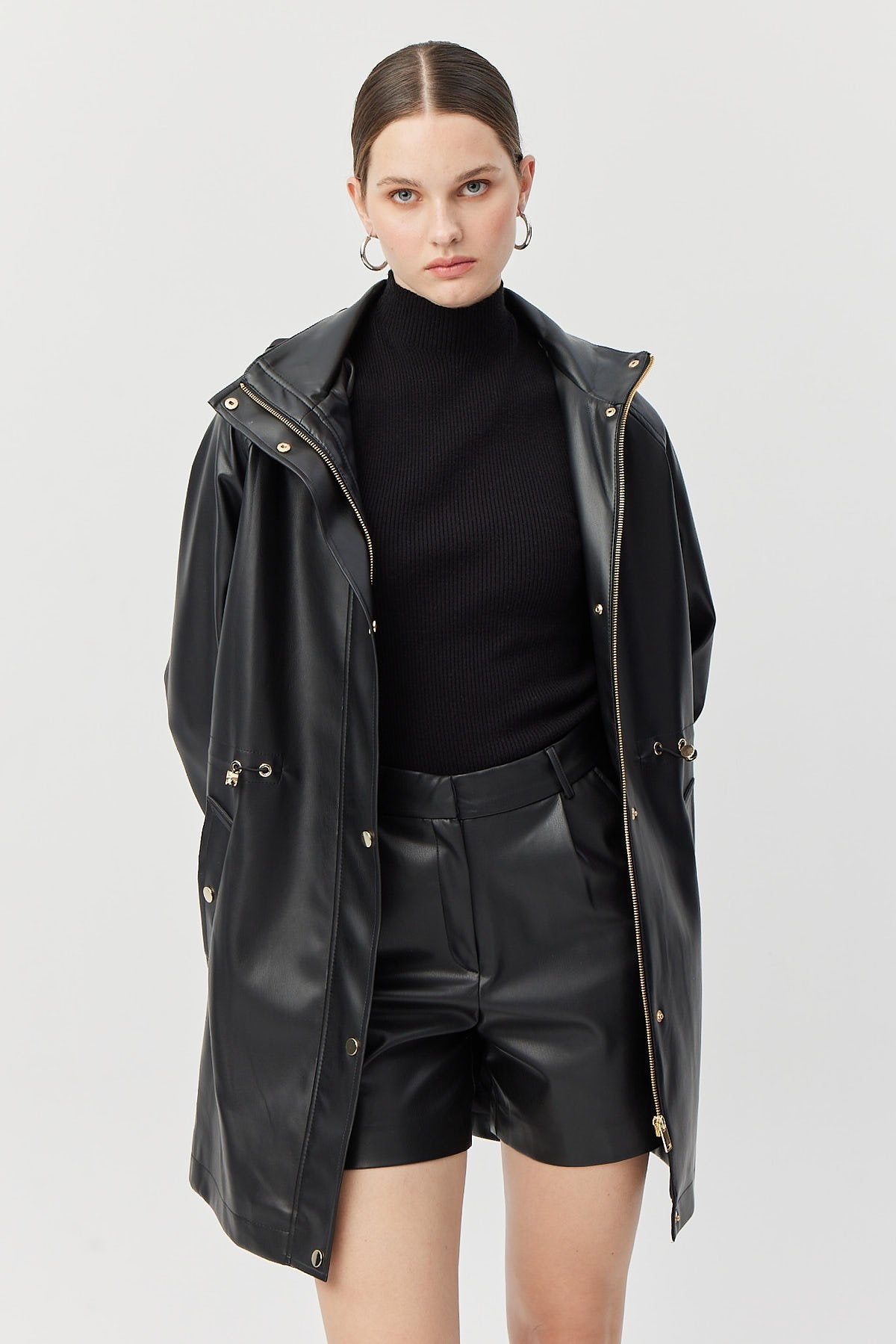 Women's Leather Trench Coat