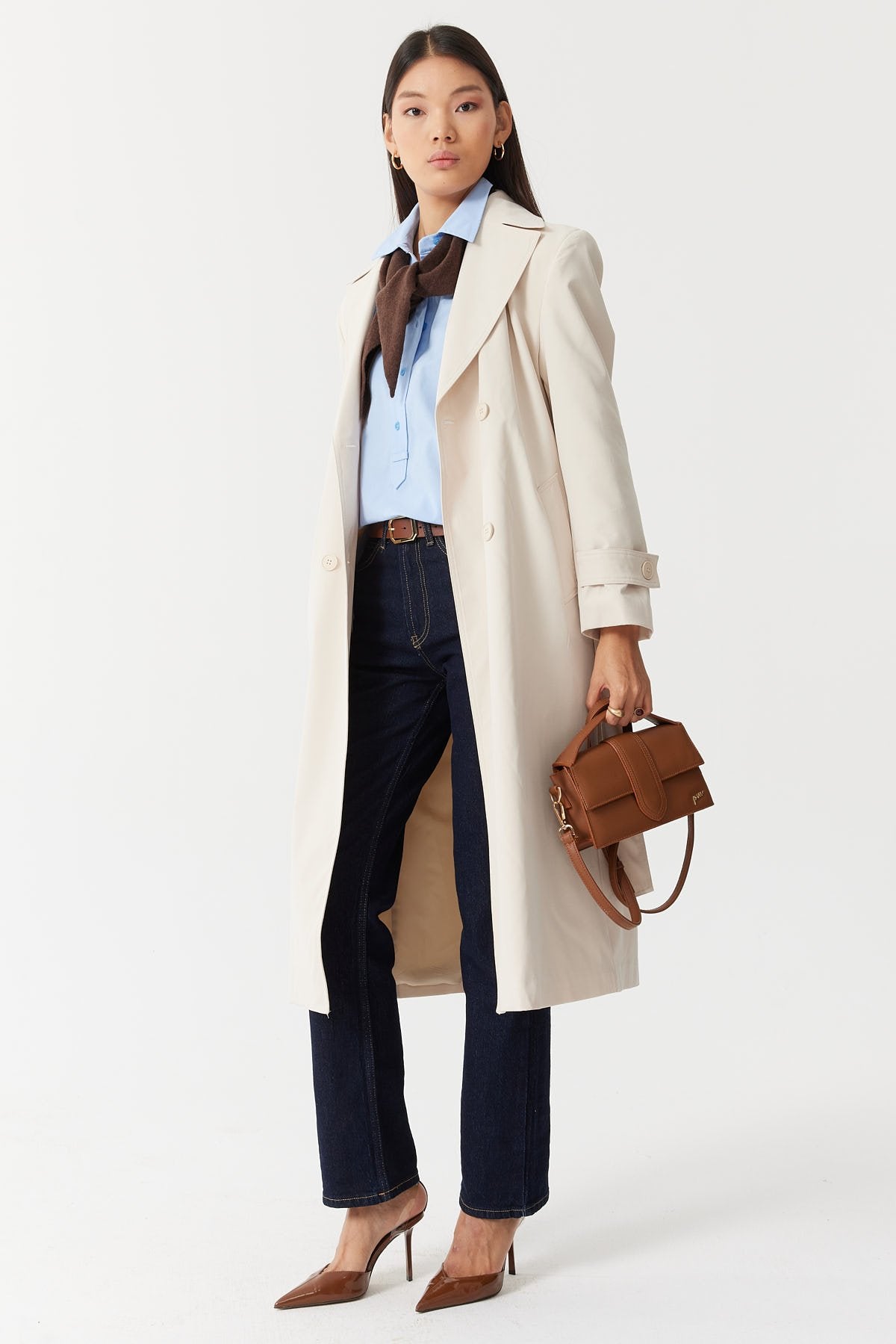 Women's Double-Breasted Closure Trench Coat