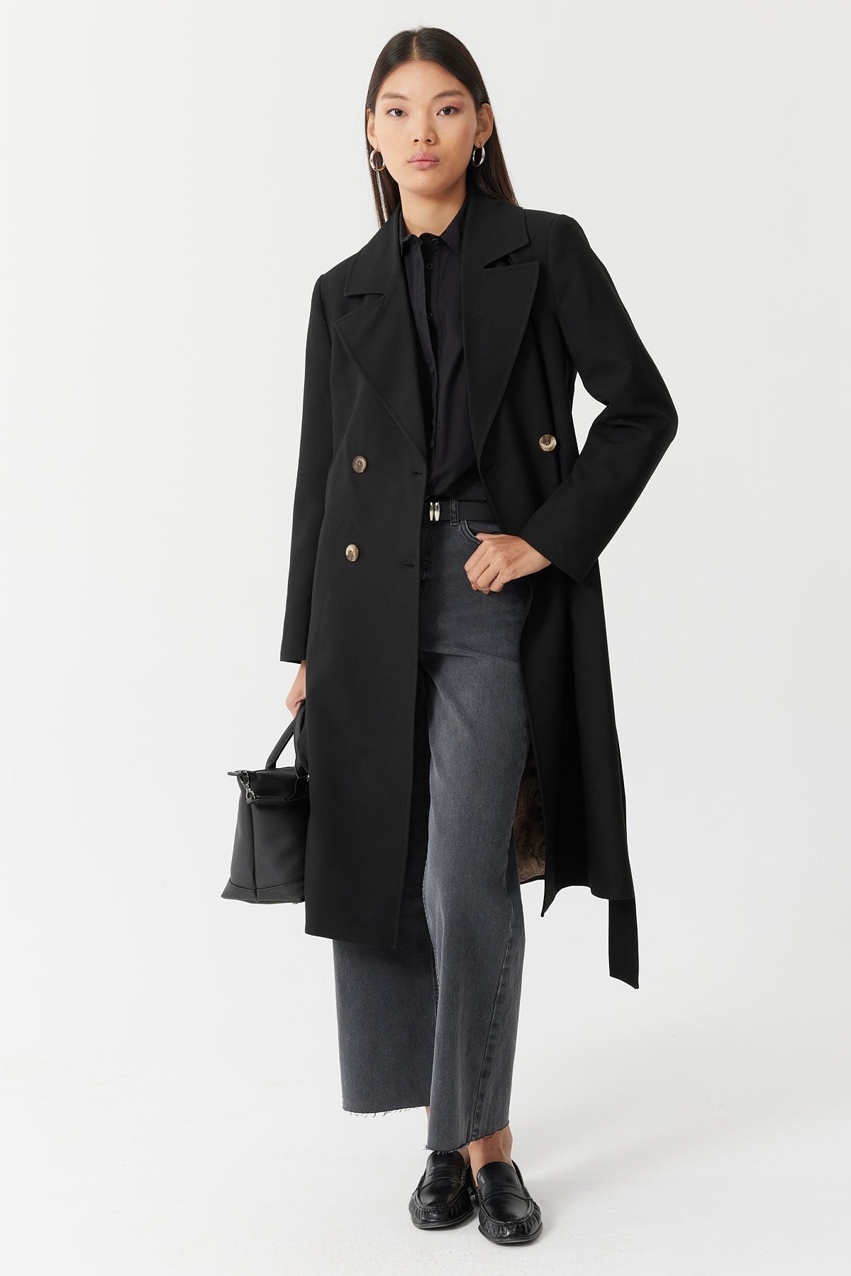 Women's Double-Breasted Closure Trench Coat