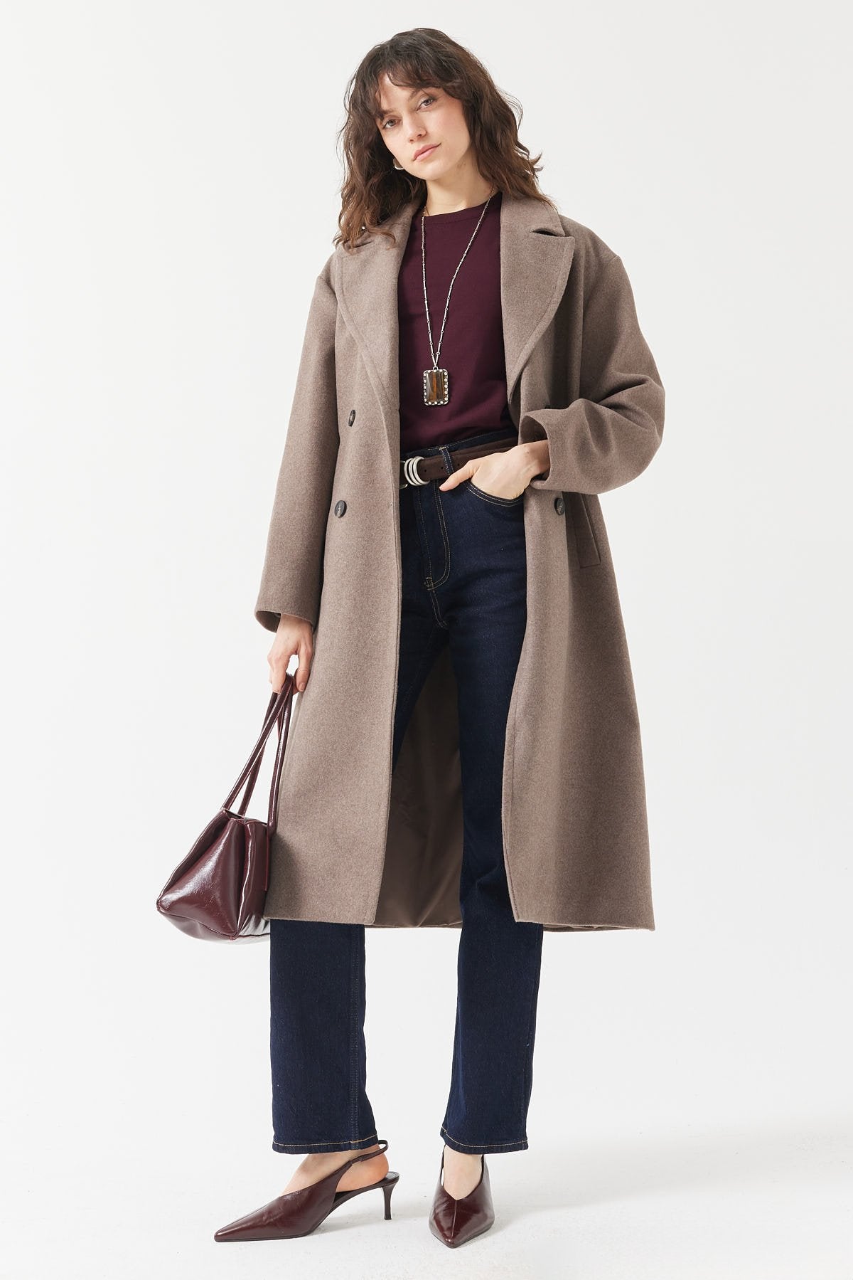 Women's Buttoned Cashmere Coat