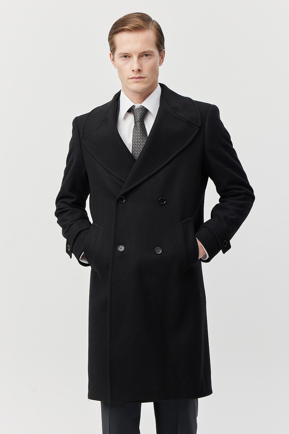 Men's Double-Breasted Long Coat