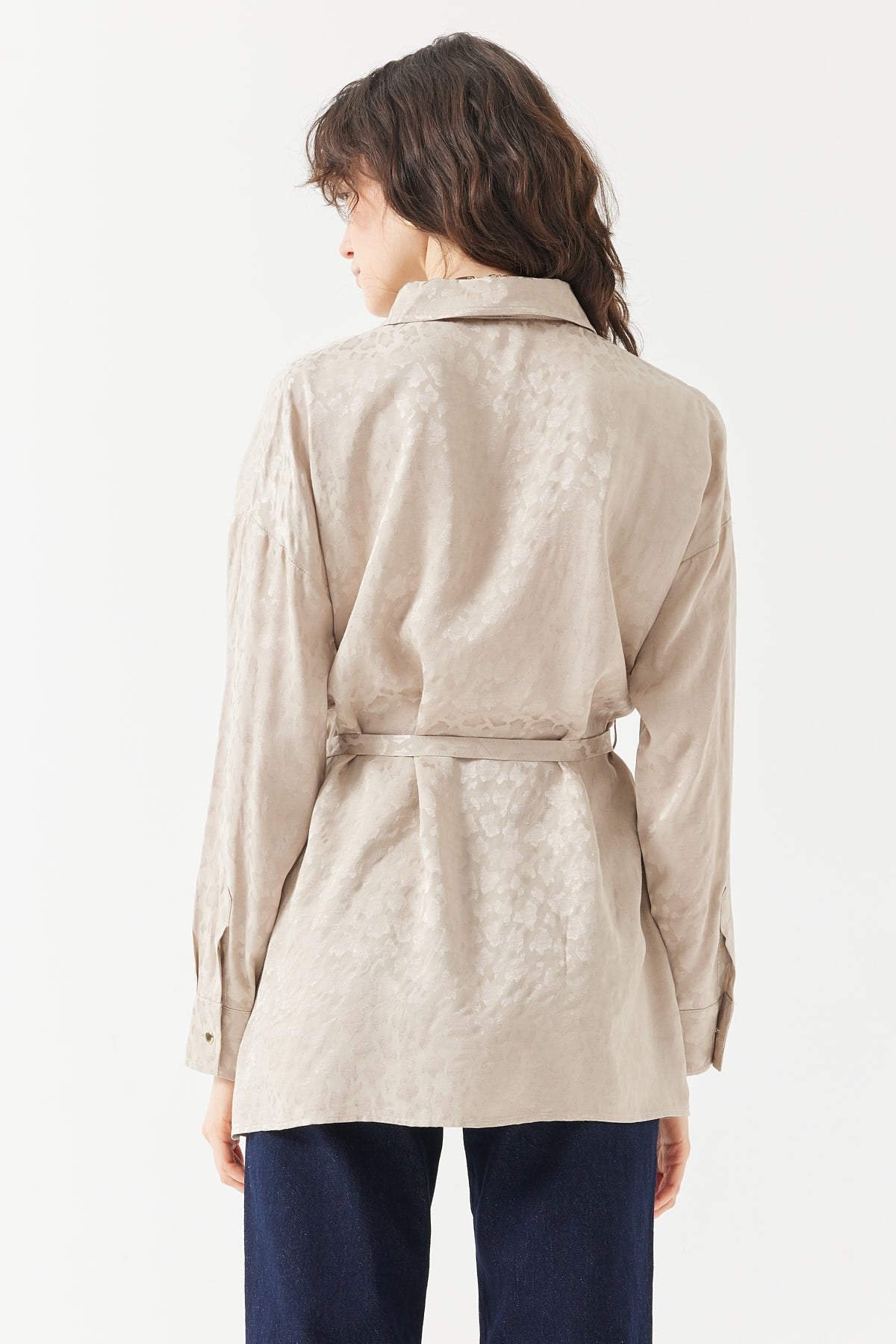 Women's Patterned Belted Shirt