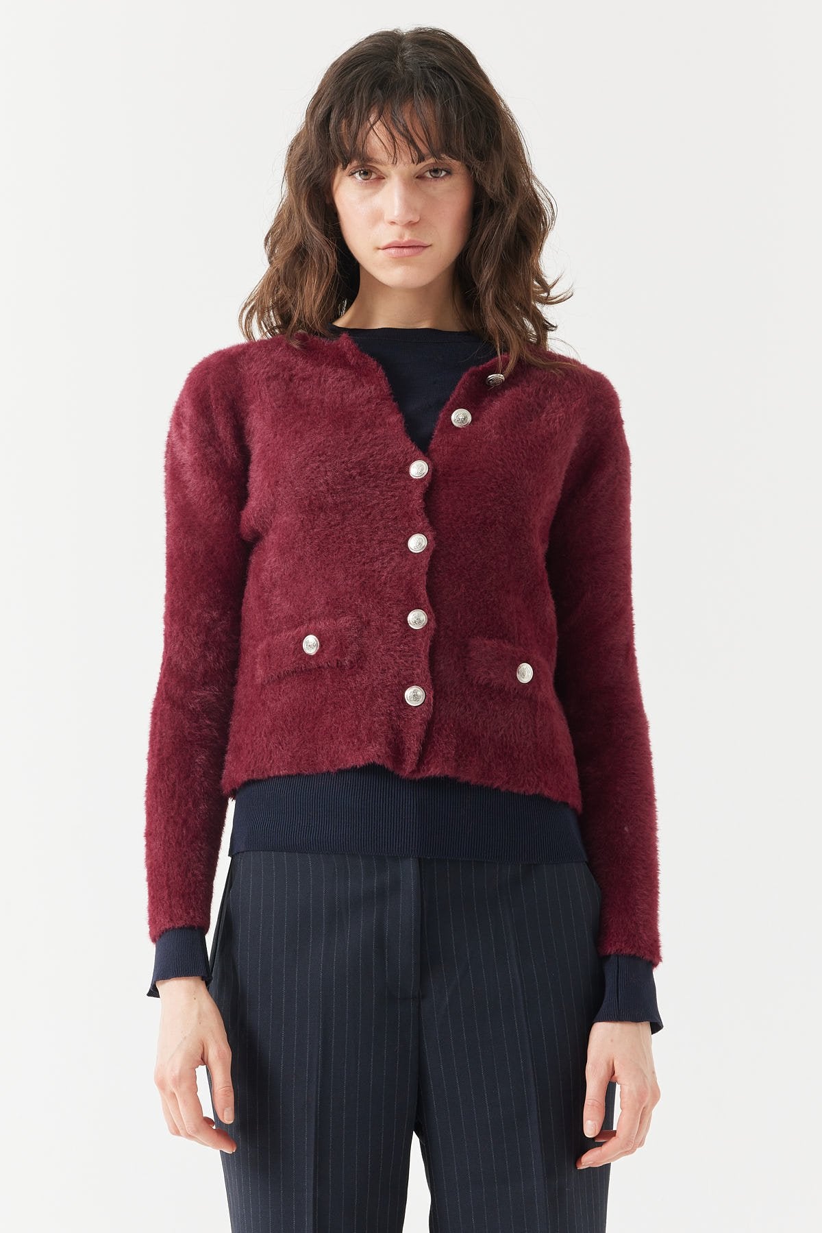Women's Plush-Look Cardigan with Pockets