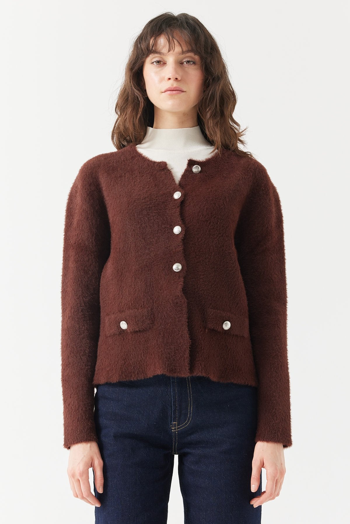 Women's Plush-Look Cardigan with Pockets