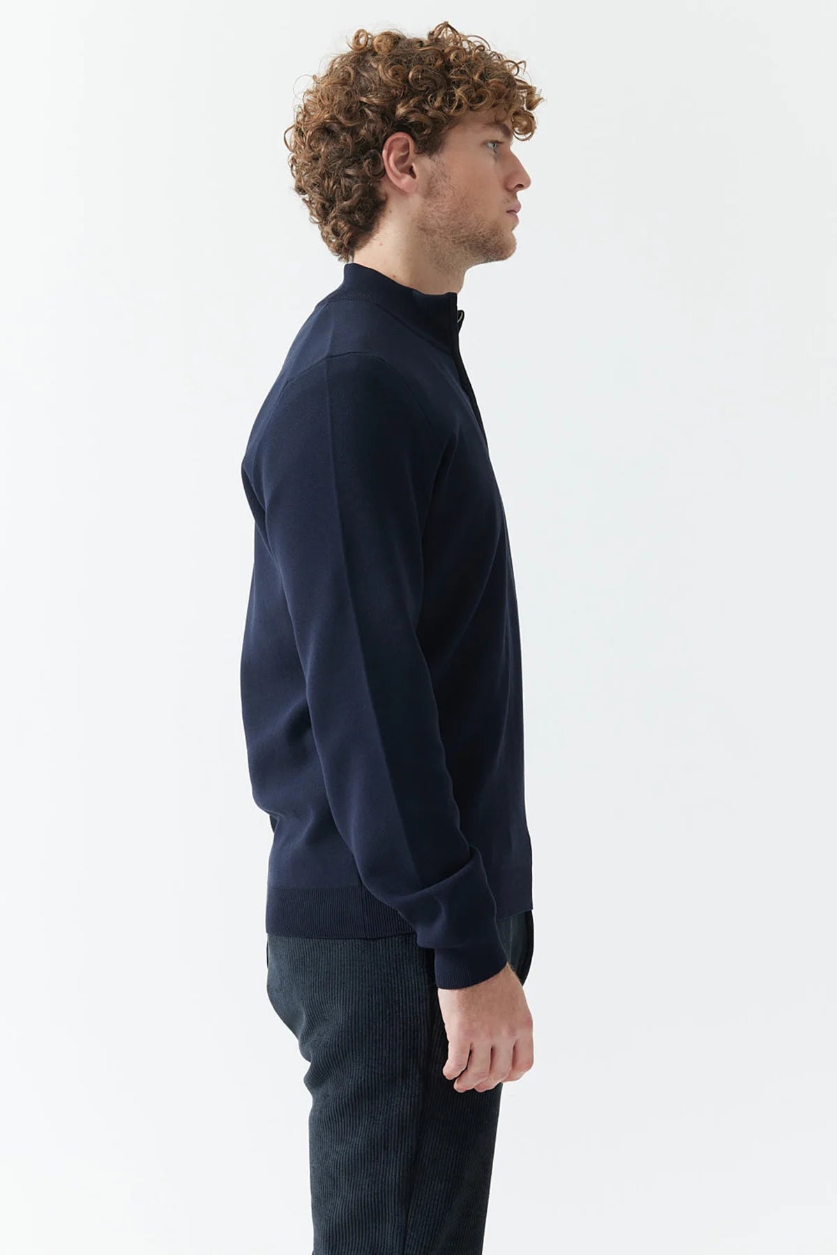 Men's Zip-Up Stand-Up Collar Knit Sweater