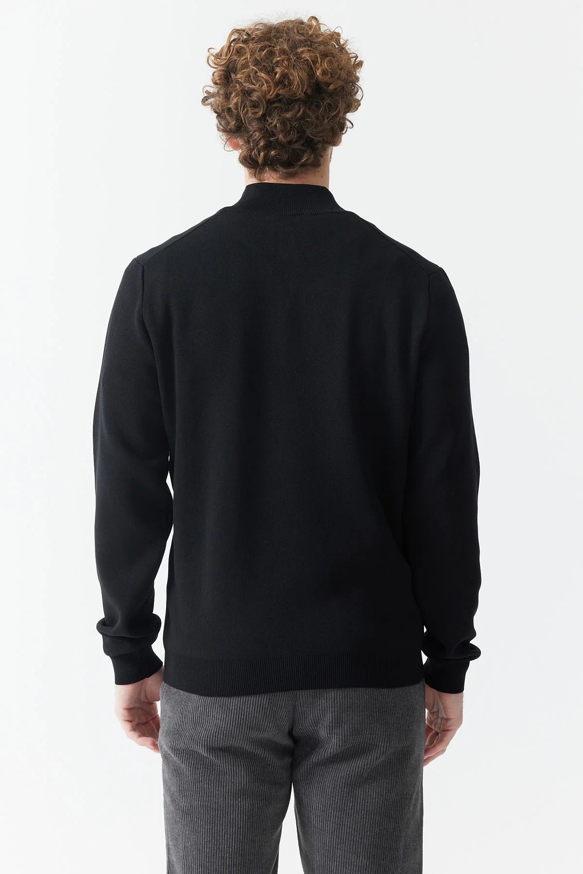 Men's Zip-Up Stand-Up Collar Knit Sweater
