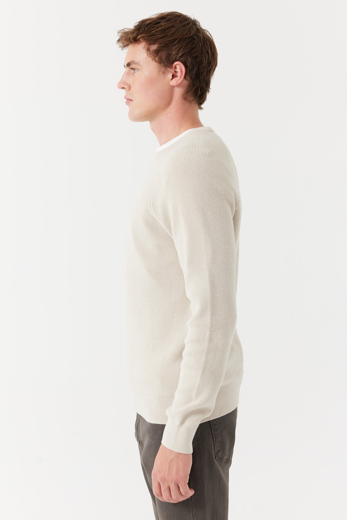 Men's Crew Neck Ribbed Knit Sweater
