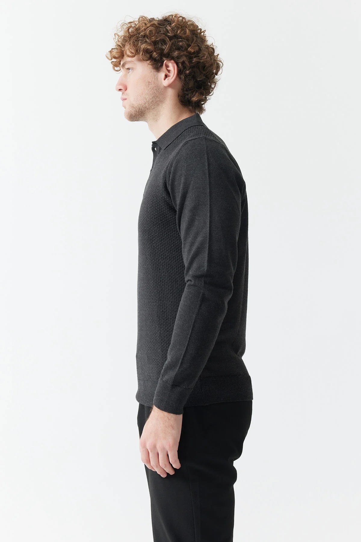 Men's Polo Neck Patterned Knitwear Sweater