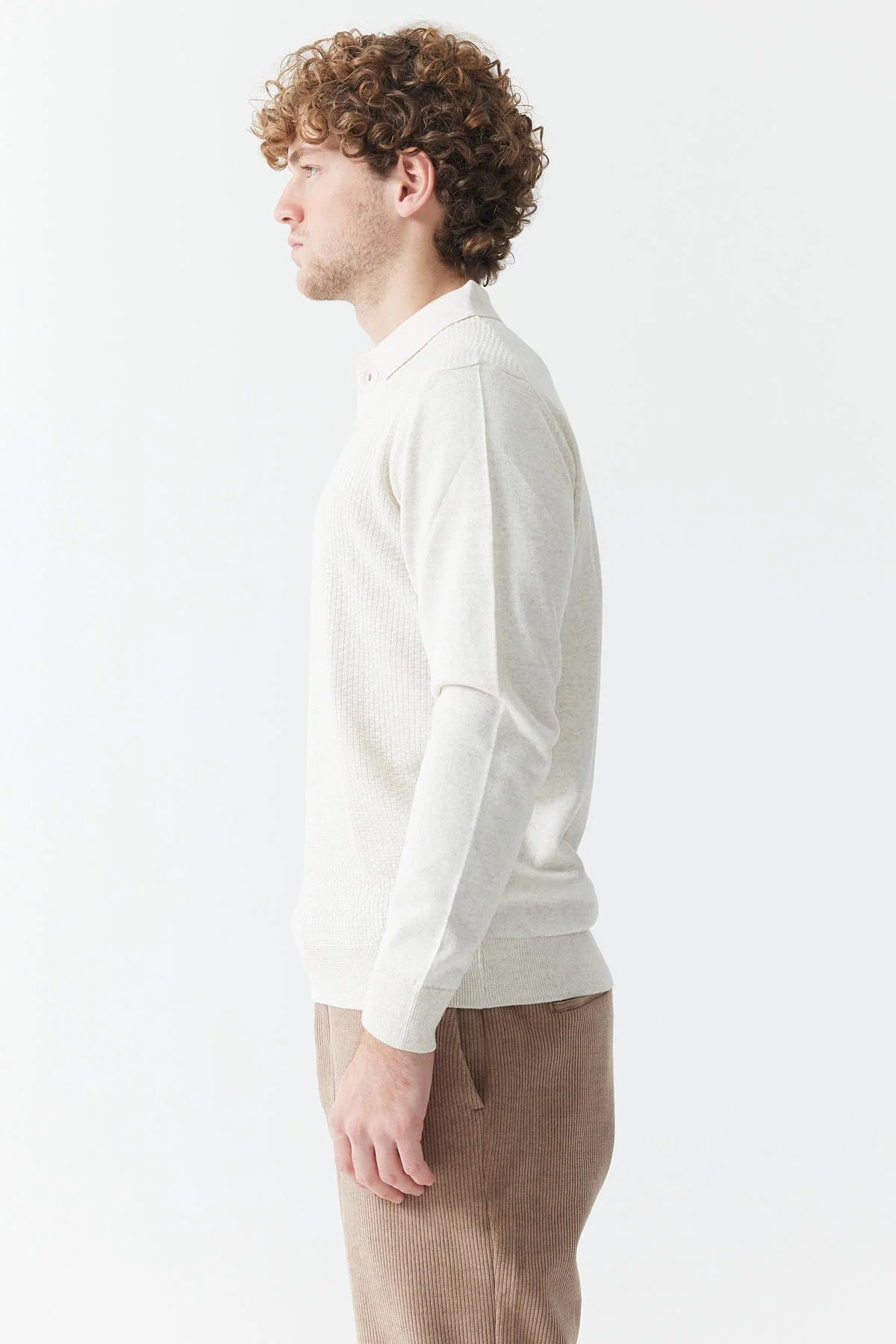 Men's Polo Neck Patterned Knitwear Sweater
