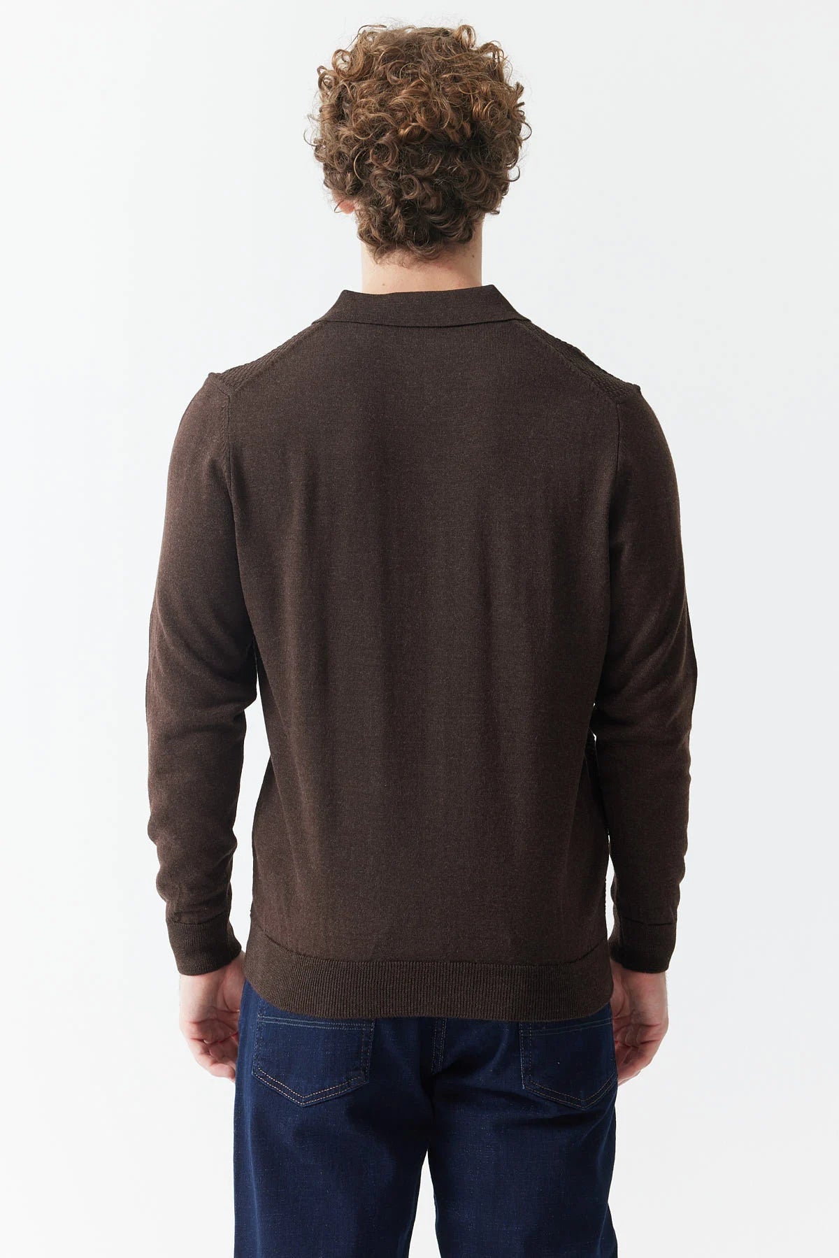 Men's Polo Neck Patterned Knitwear Sweater