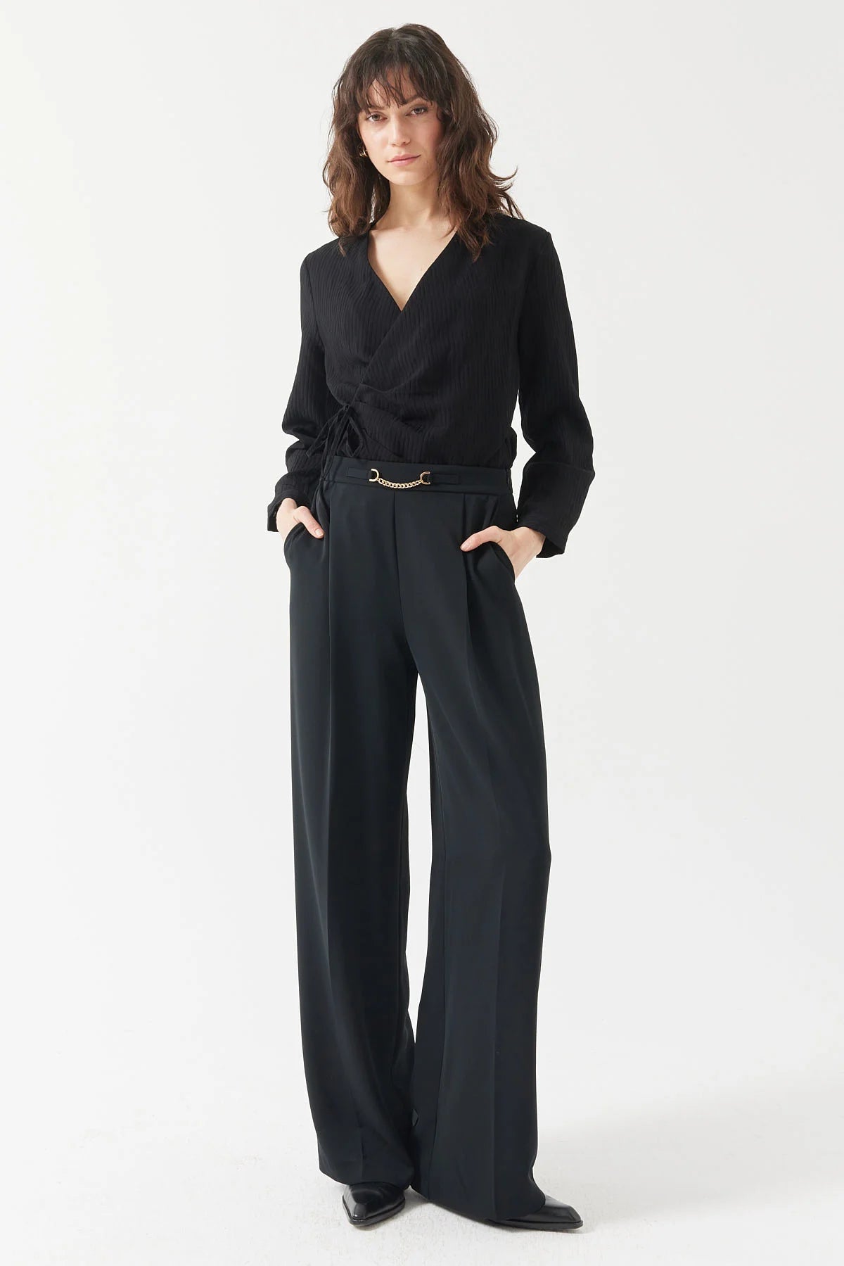Women's Belted Wide Leg Trousers