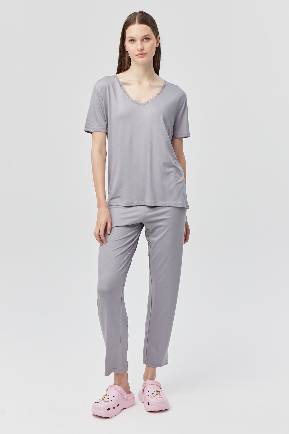 Women's V-Neck Short Sleeve Pajama Set