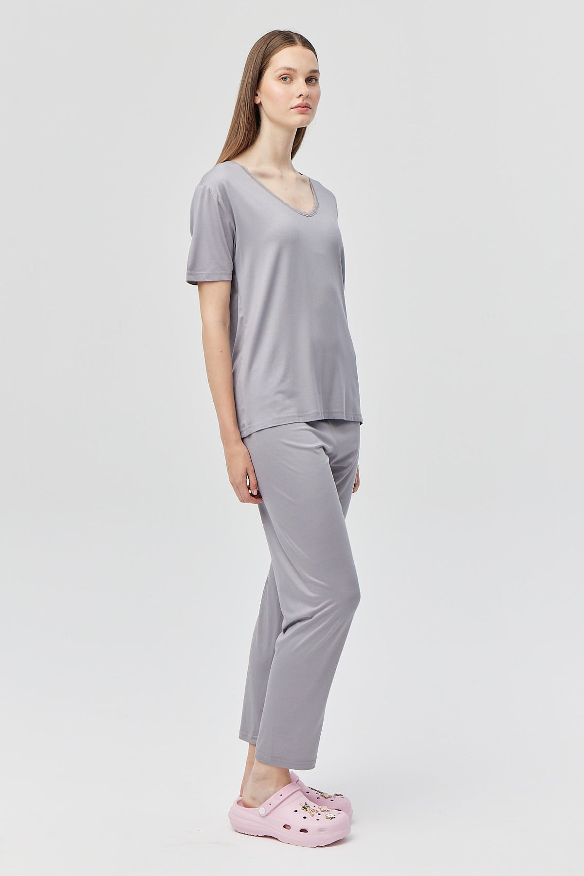 Women's V-Neck Short Sleeve Pajama Set